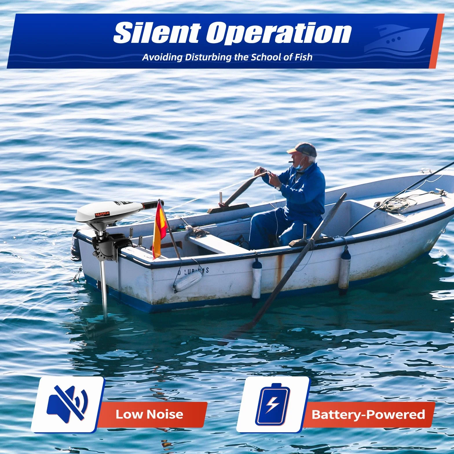 Motor fueraborda eléctrico de 12 V 660 W con 66 LBS de fuerza de empuje de 5 + 2 velocidades, mango de control telescópico, silencioso, respetuoso con el medio ambiente, para barcos pequeños, kayak de