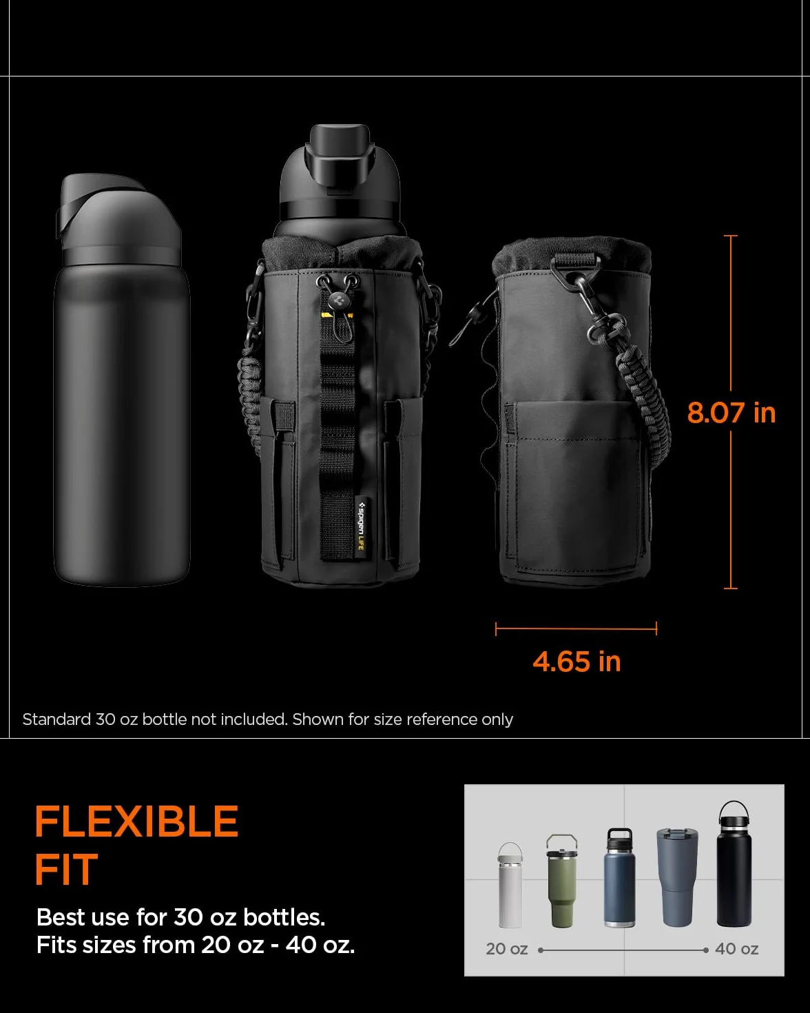 Spigen Life LF500 Bolsa Magnética de Gimnasio, Porta Botella de Agua, Negro