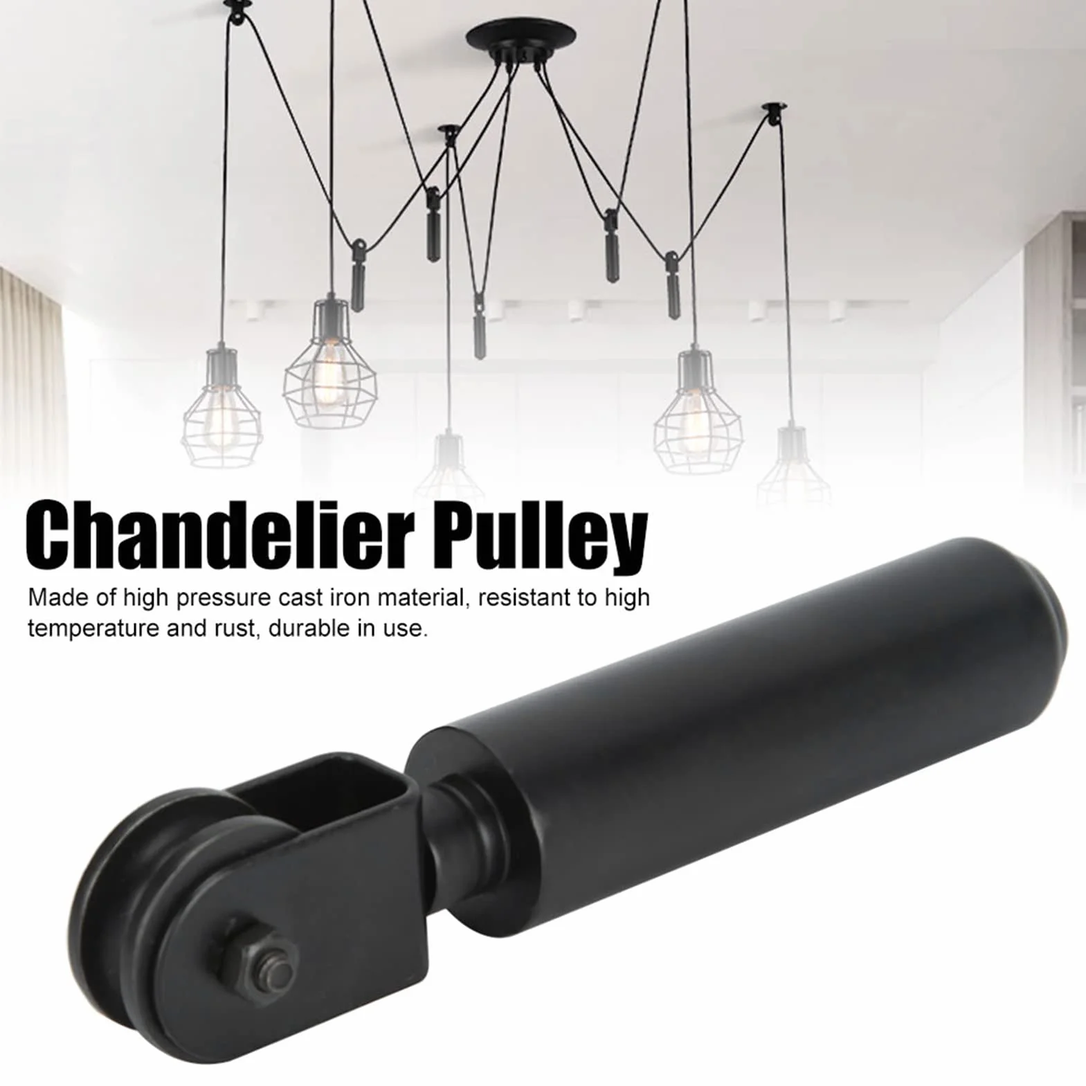 Techo Lámpara Polea Colgante Alambre Varilla Candelabro Montaje Techo Pared Luz Ventilador