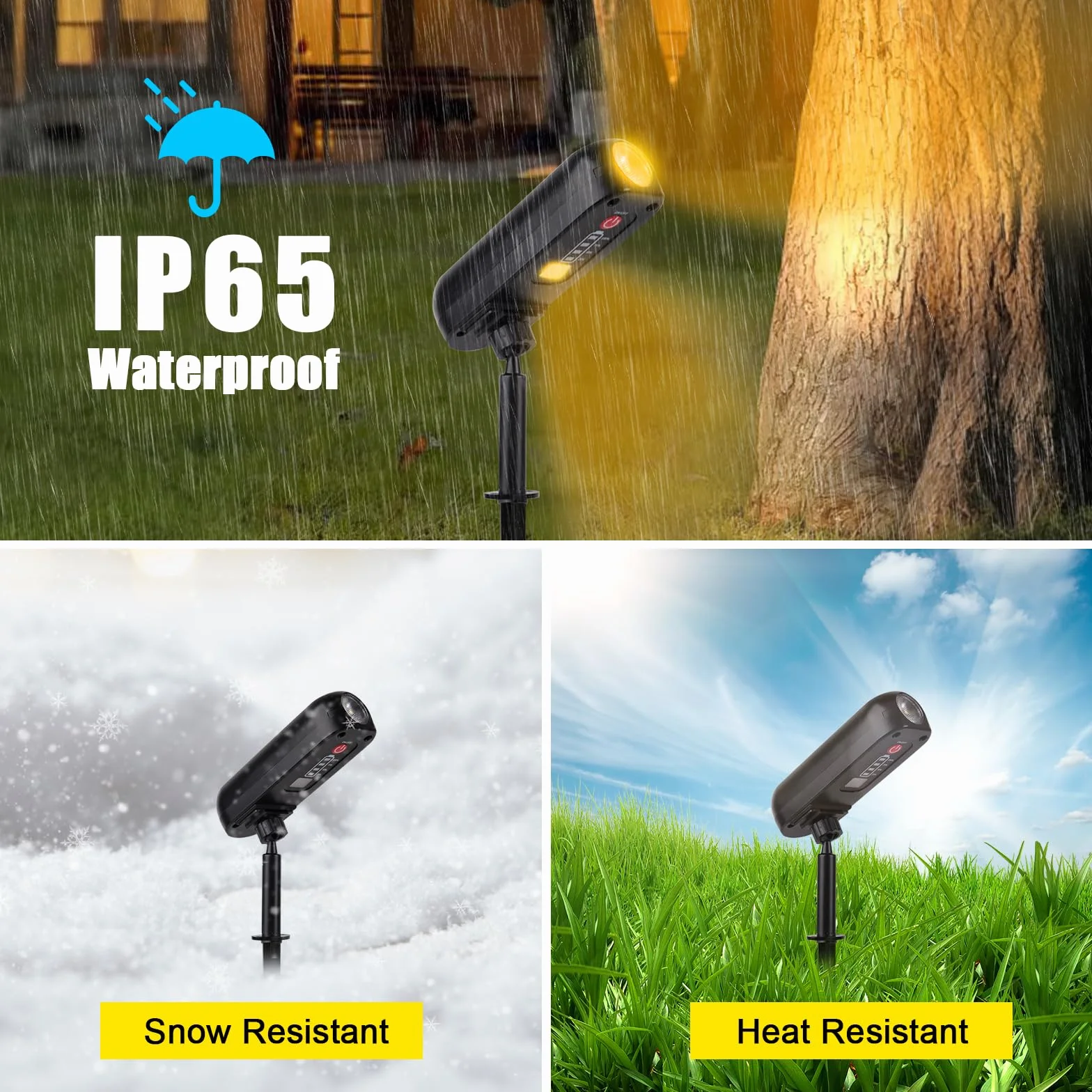 T-SUN 4 Piezas Luces Solares Exterior 3000K IP65 Impermeable 360° Ajustable