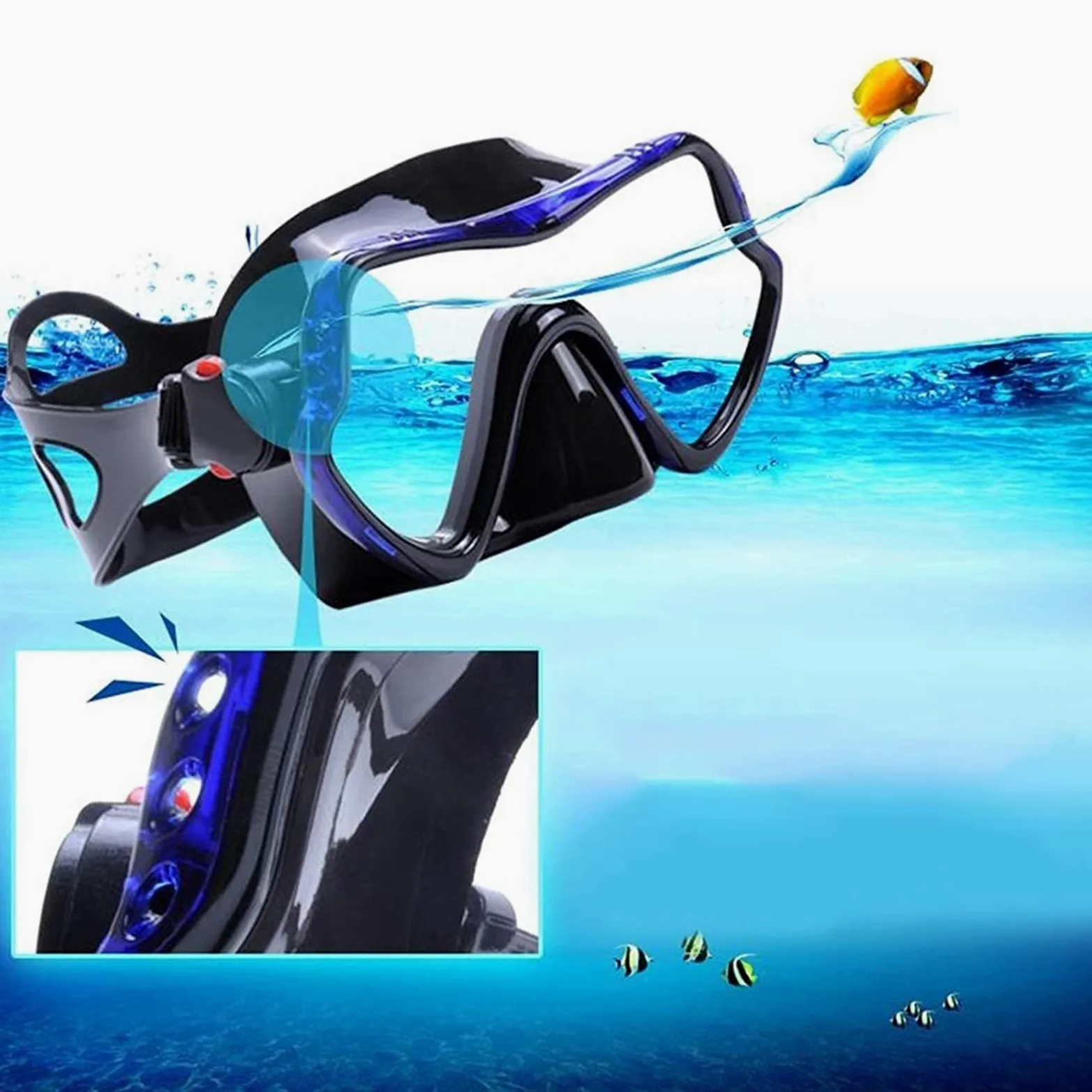 máscara submarina, Máscara de Snorkel Máscaras Buceo Profesionales Gafas visión Amplia Equipo for Deportes acuáticos Submarino