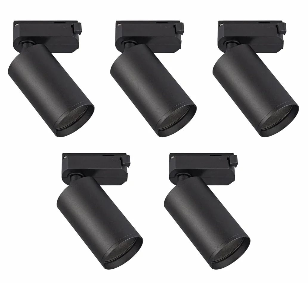 Popp® Foco Portalámparas carril Monofásico GU10 10W Negro Pack 5