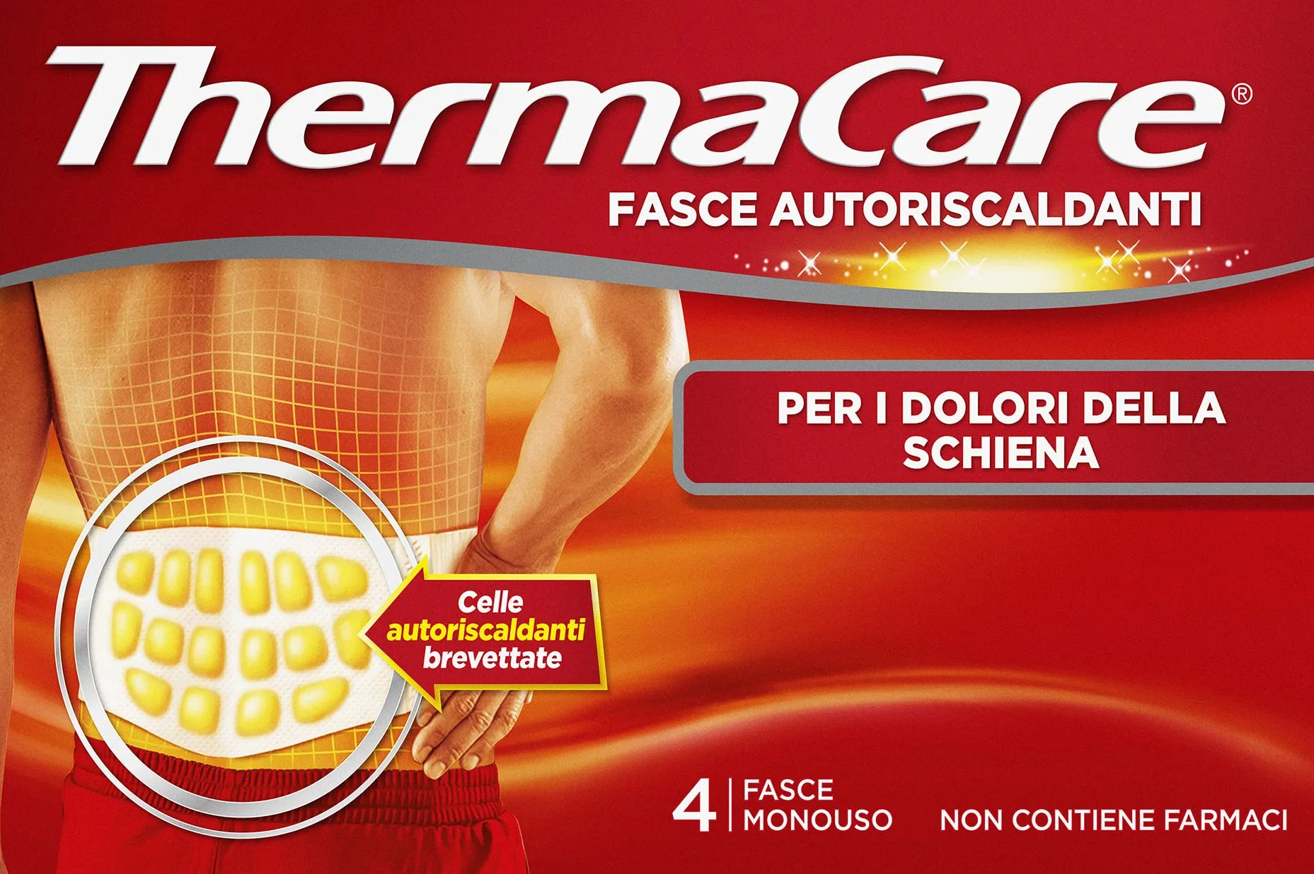 ThermaCare Espalda 4 bandas autocalentantes desechables calor terapéutico 8 horas