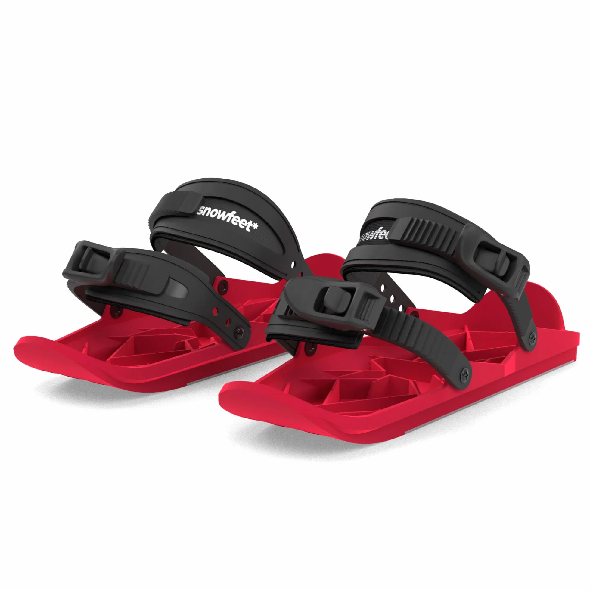 Snowfeet Basic Mini Patines Cortos para Nieve Esquís para Zapatos de Invierno Snowskates Cortos Snowblades Skiboards Original (Red)