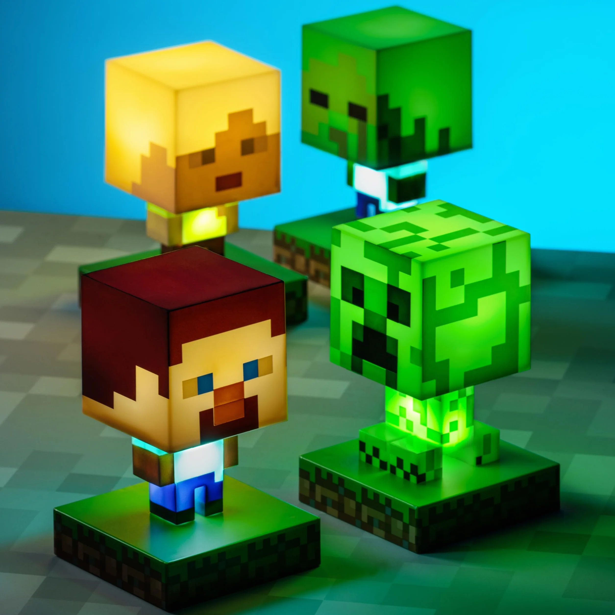 Lámpara Creeper Minecraft Oficial 12 cm Luz Nocturna a Pilas Decoración Gamers