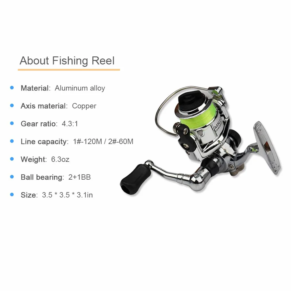 Lixada Caña de pescar plegable telescópica combo kit 1,6 m equipo de pesca