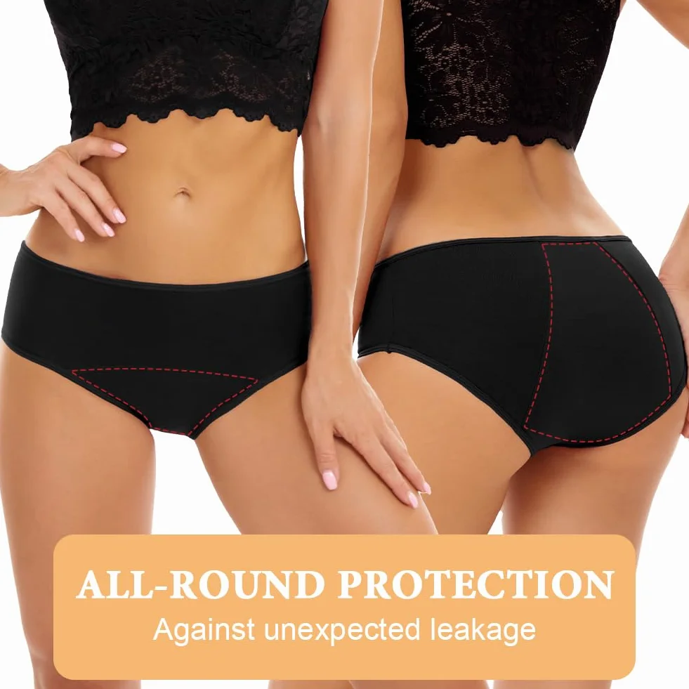 Flintronic Bragas Menstruales Absorbentes Flujo Abundante Mujer Algodón Lavables 4PCS