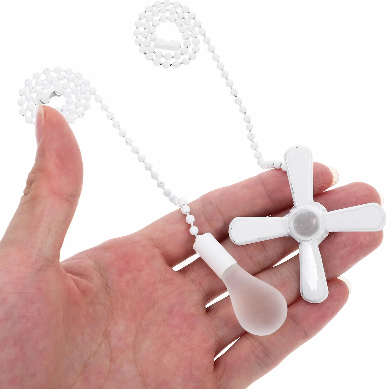 Cadena de Tirón para Ventilador de Techo y Lámpara Accesorio Decorativo Metálico Blanco