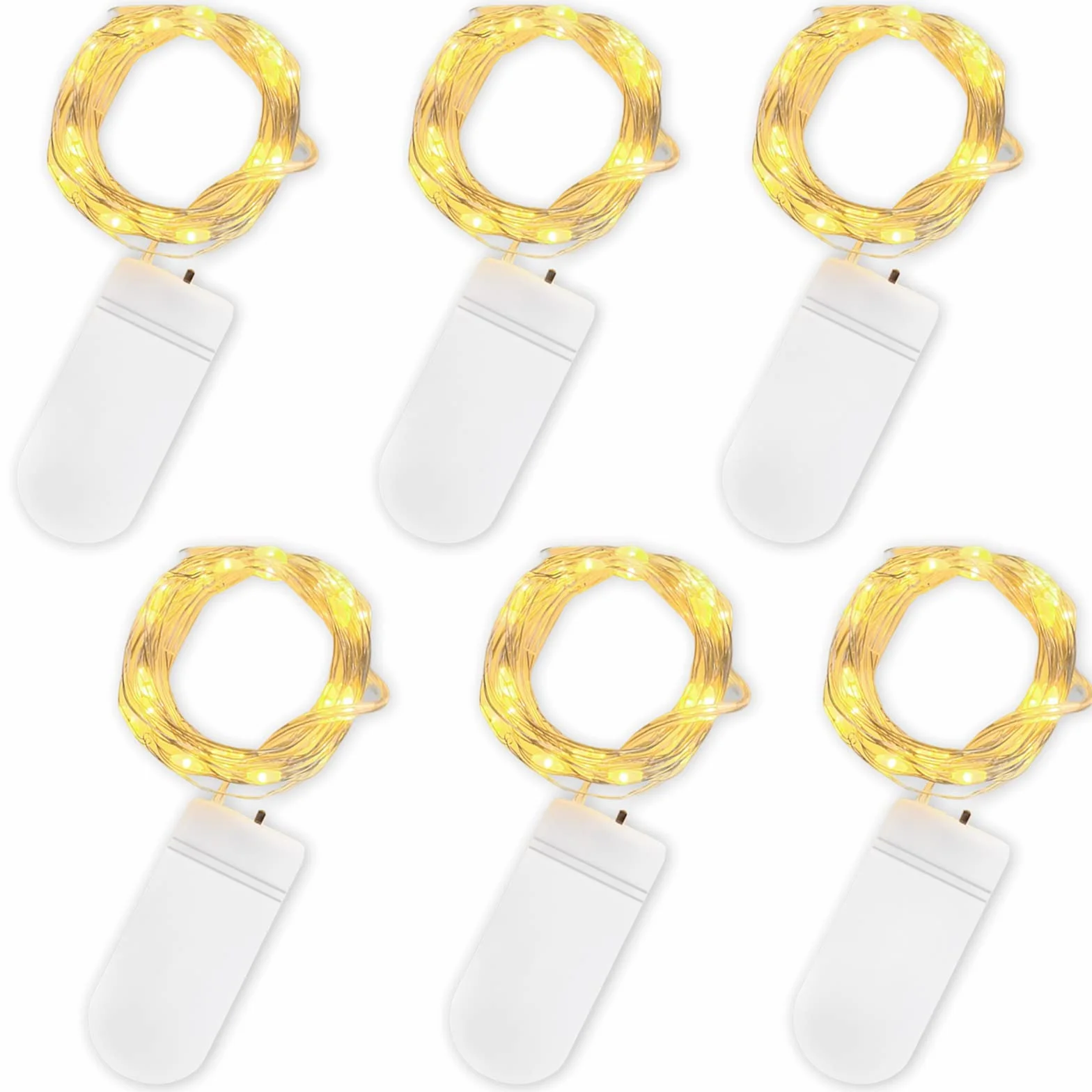 Jsdoin Cadena de Luces LED 20 LEDs 2M Alambre de Cobre Guirnaldas Luces Micro Blanco Cálido 6 Piezas
