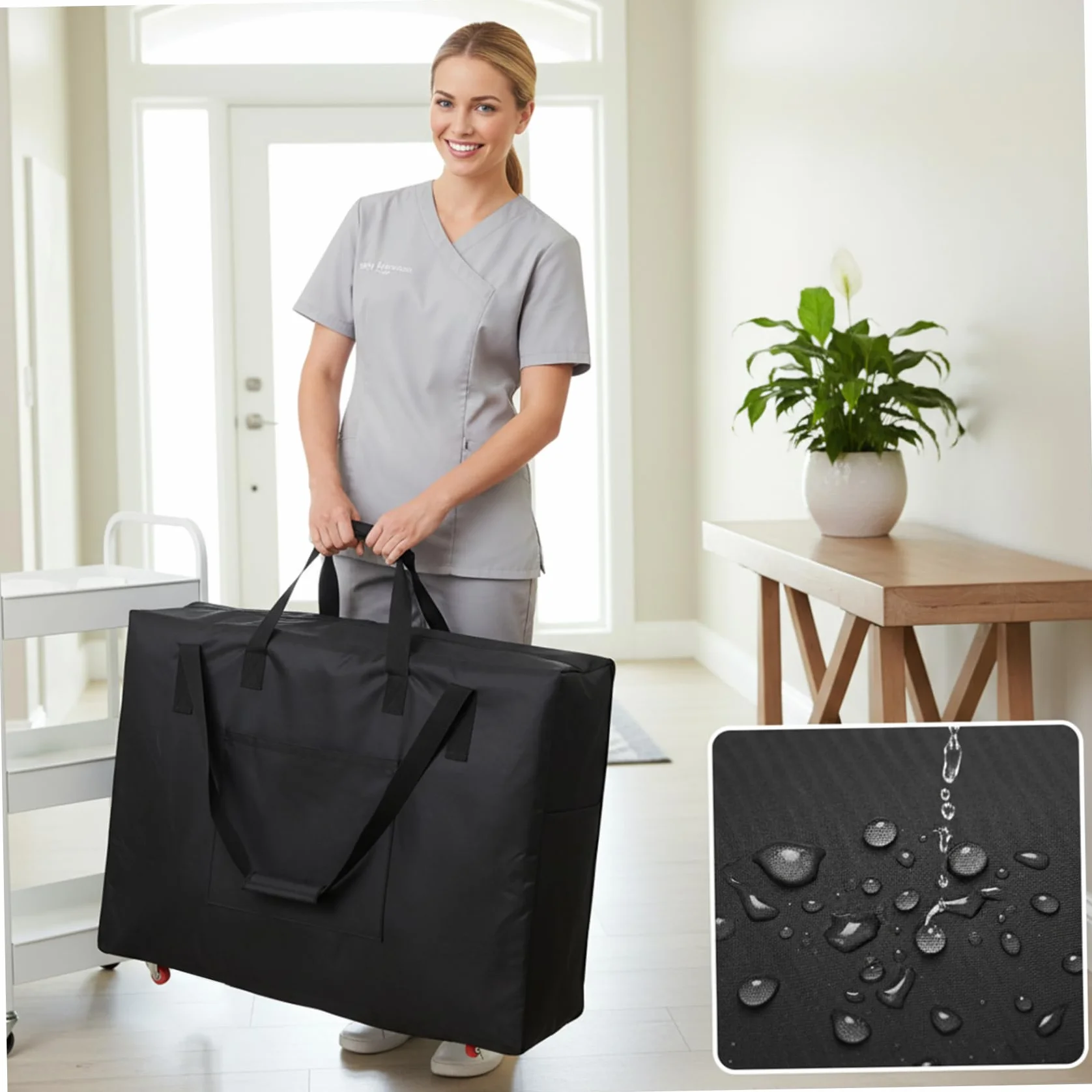 Bolsa de Transporte para Mesa de Masaje 36.6x28.7x7.9in con Ruedas Oxford