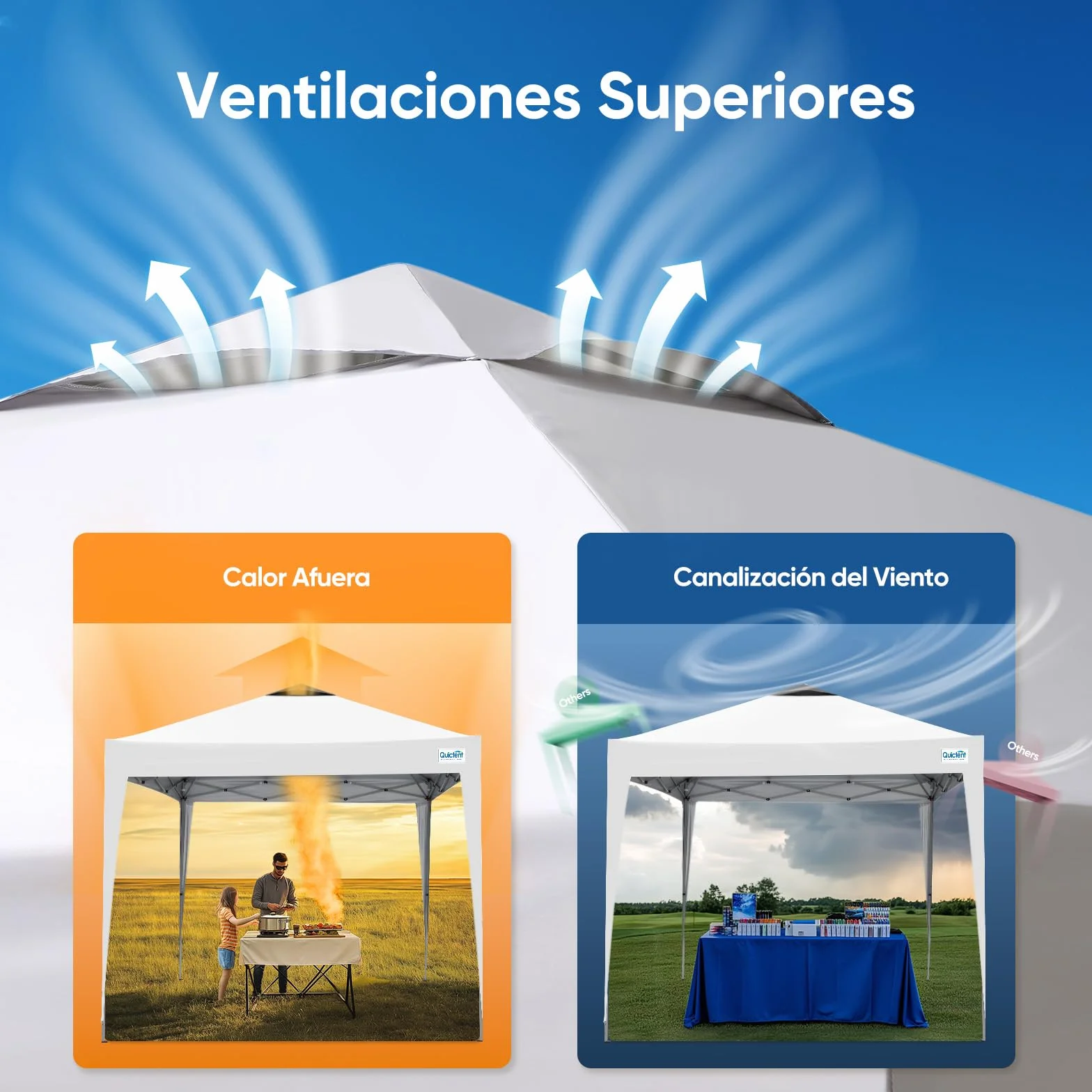 Quictent Toldo Plegable Automático Portátil 3x3m Blanco para Camping Fiestas