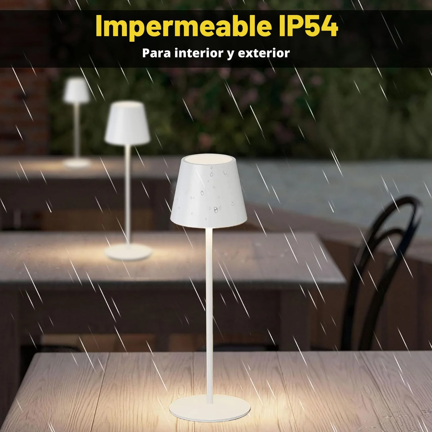 Lamparas de Mesita de Noche sin Cable 2 Piezas, 38CM Metal Lampara Inalambrica de Mesa Recargable 5200mAh IP54 USB C