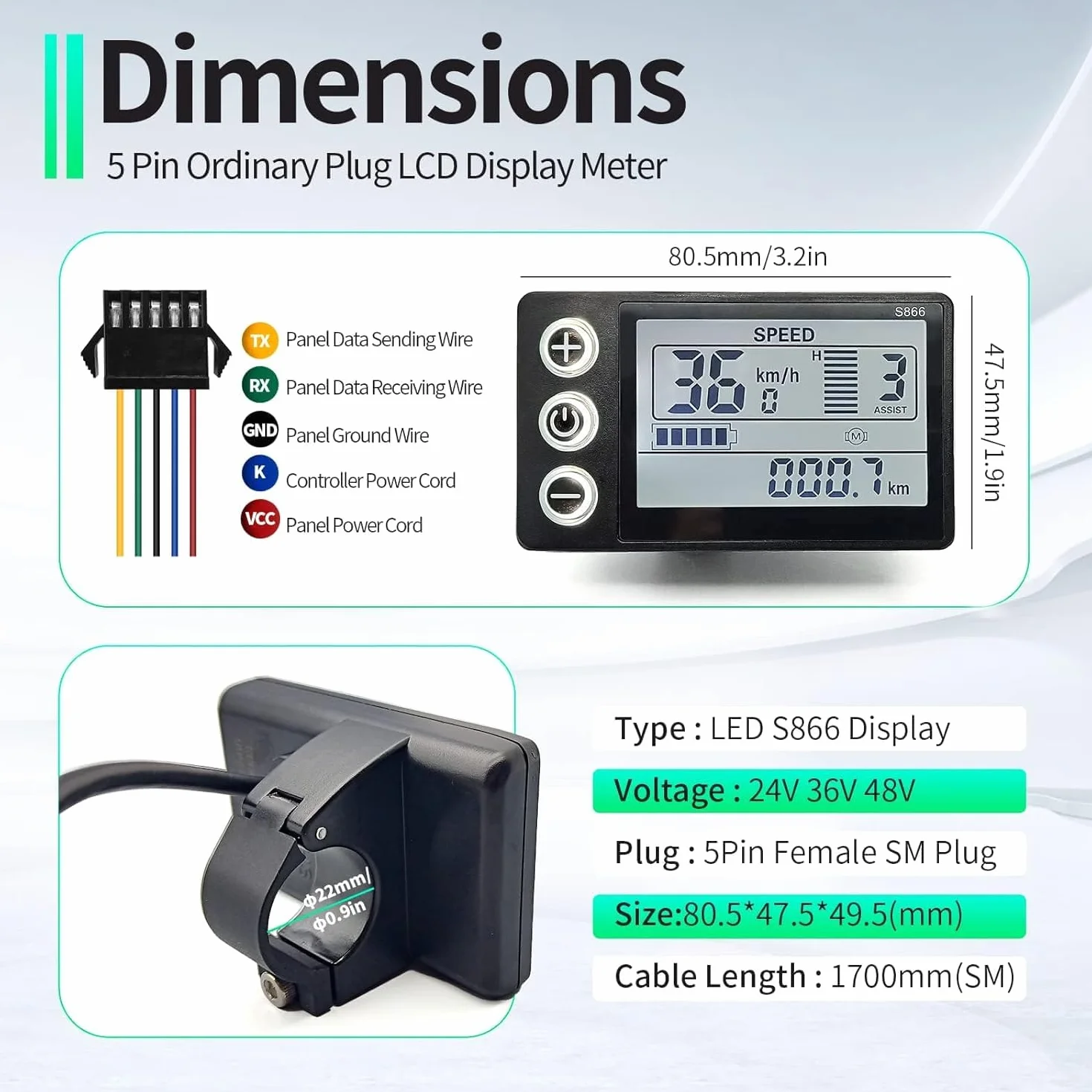 Motor Eléctrico Sin Escobillas Controller 36V 48V 250W 350W Kit de Controlador de Bicicleta Eléctrica con Pantalla LCD Impermeable