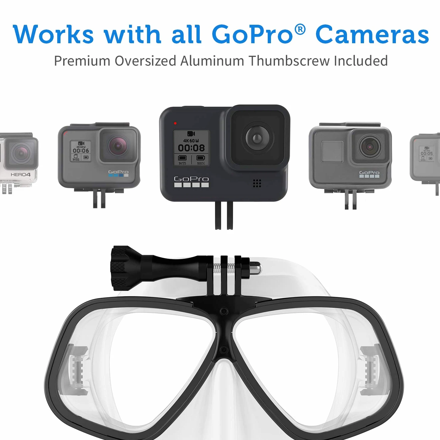 GoPro Hero4 y Hero3 + sin marco máscara de buceo para buceo y Snorkeling