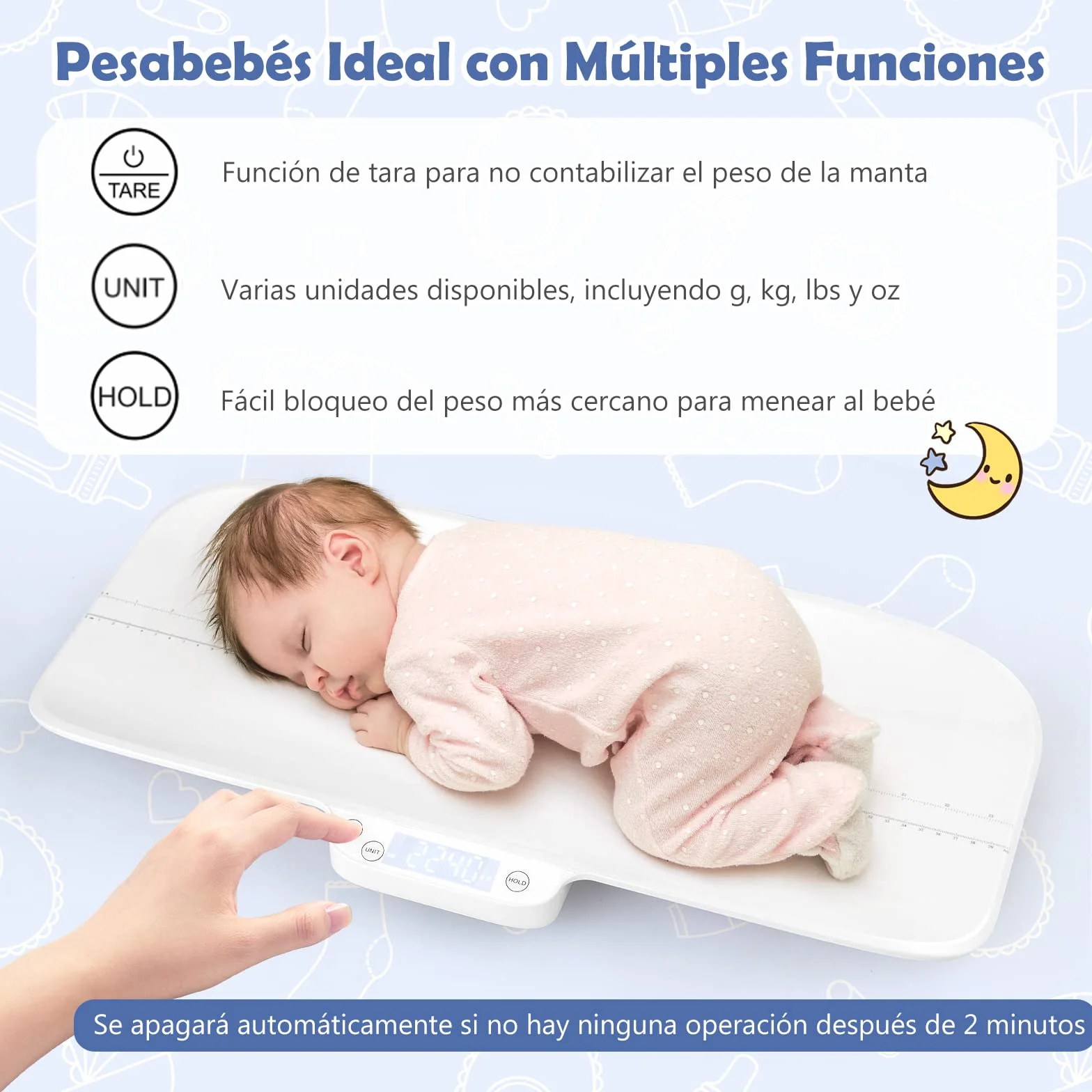 COSTWAY Báscula Bebé Digital Multifuncional con 4 Modos de Medición, Pantalla LCD para Bebés y Mascotas
