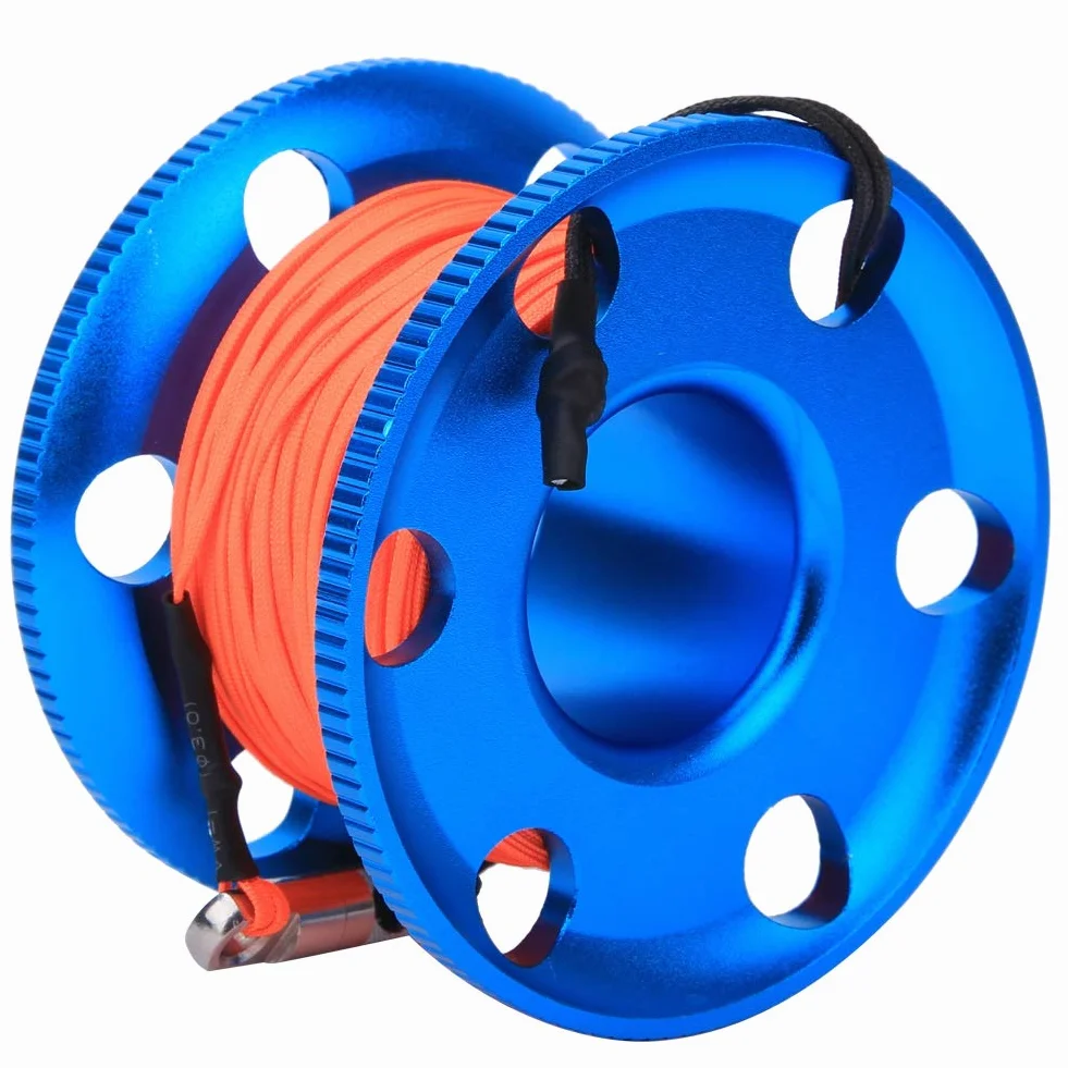 SUNGOOYUE Carrete de Buceo Multiusos, Línea Naranja Fluorescente, Carrete de Carrete de Dedo para Buceo con Clip de Doble Extremo para Actividades de Buceo Técnico en Cuevas