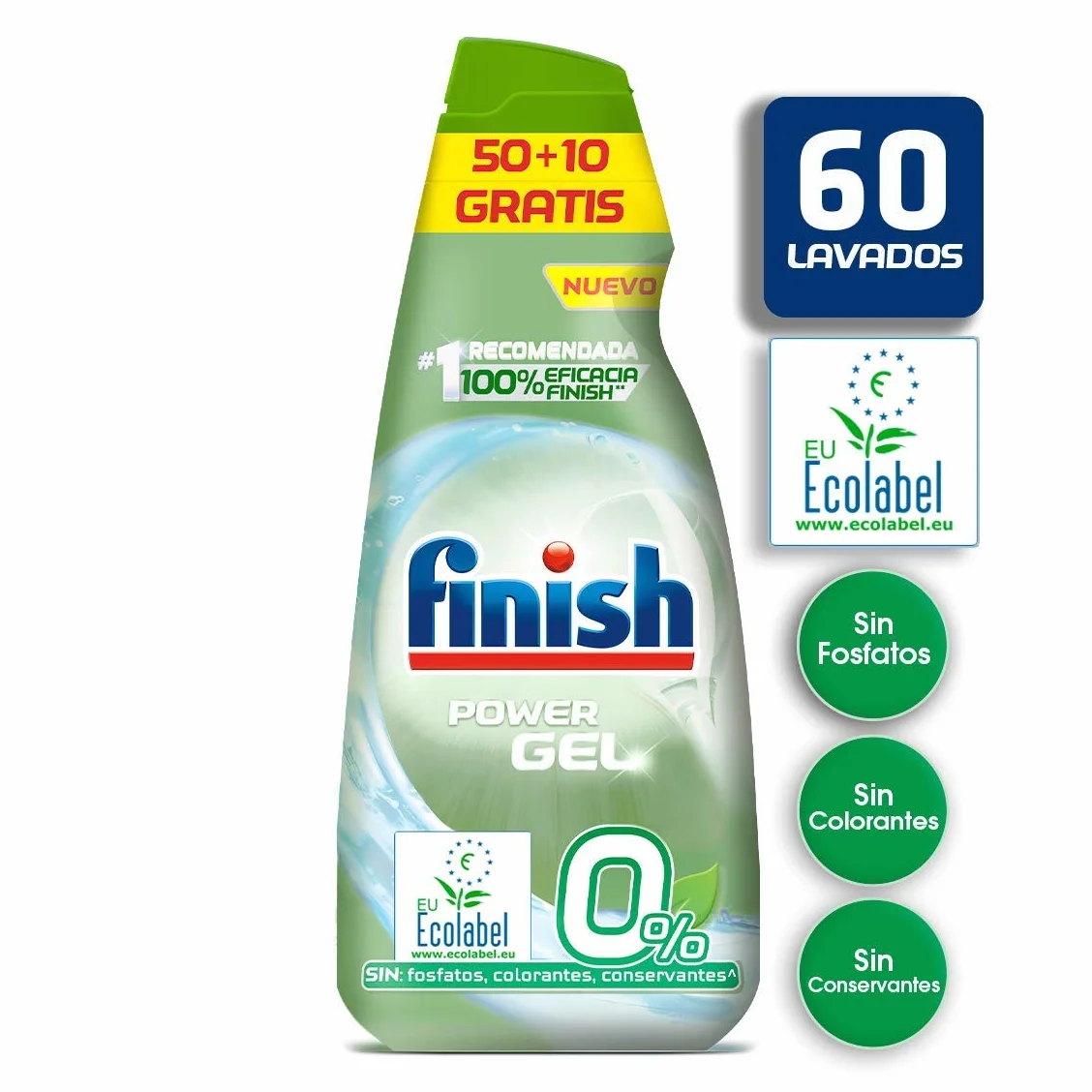 Finish Gel Detergente para Lavavajillas Ecológico 60 Dosis