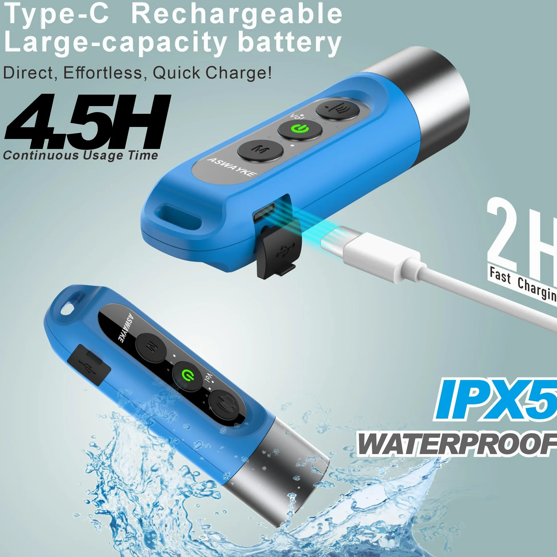 Silbato electrónico IPX5 máximo de Sonido 125db, batería de 1000 mAh para Entrenadores, Profesores, Silbato Deportivo