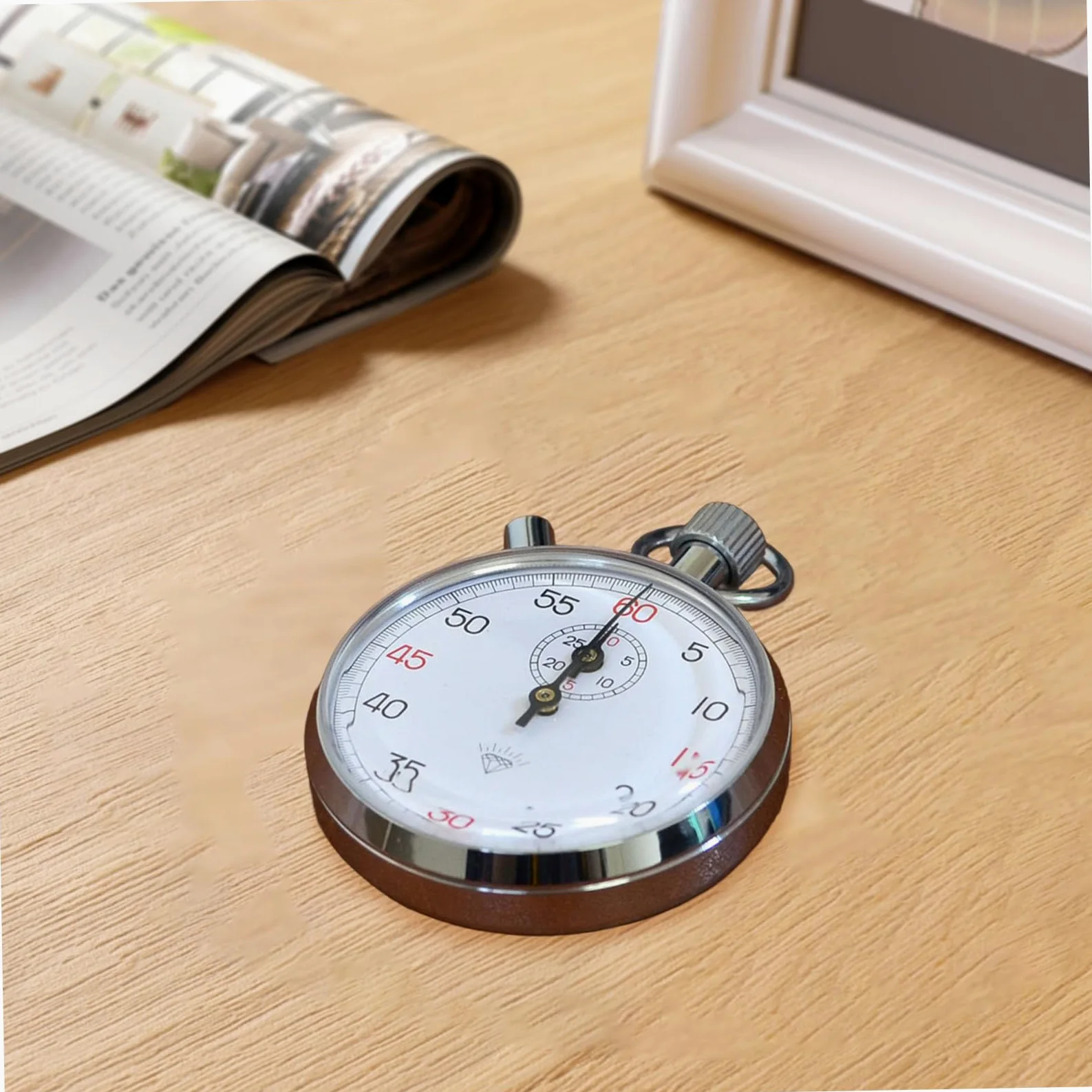 Stop Watch Stopwatch analógico mecánico de Acero Inoxidable con un Temporizador portátil para Correr, Entrenamiento y experimentos