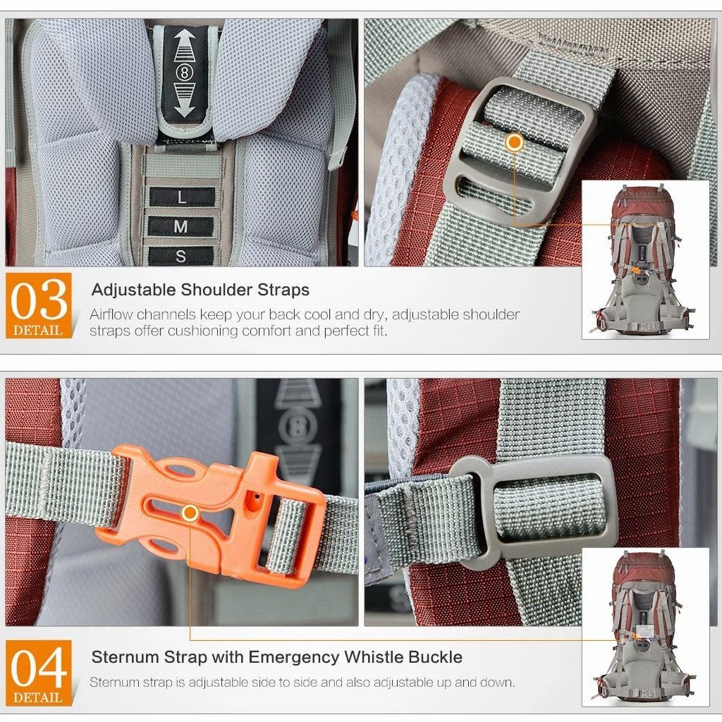 MOUNTAINTOP 80L Mochila Senderismo Trekking Montaña Hombre Mujer | Diseñada para trekking y expediciones, cremalleras YKK, funda de lluvia, soporte lumbar reforzado cinturón acolchado
