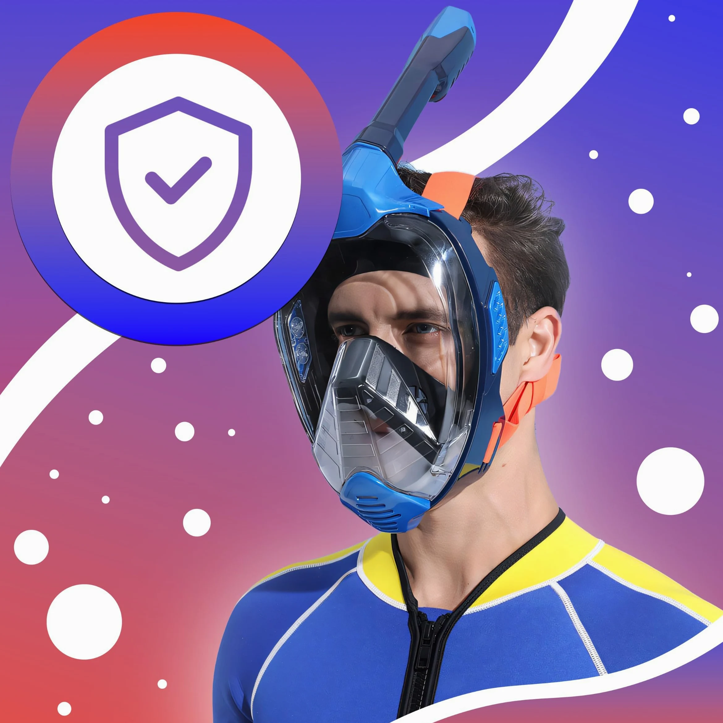 Retoo Máscara de esnórquel, máscara completa para adultos y niños, tecnología L XL, antivaho, antifugas, máscara completa con campo de visión de 180°, gafas de buceo con cámara de ajuste, set de