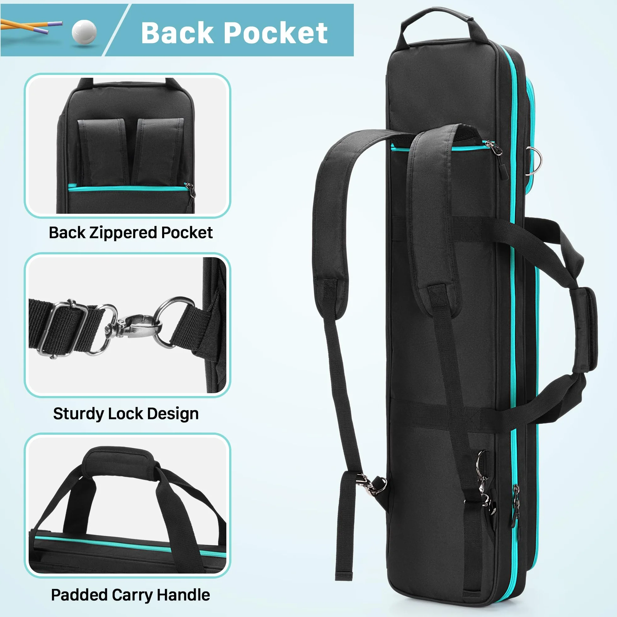 GOBUROS Estuche para Tacos de Billar 4x4 con Capacidad para 4 Colillas y 4 Ejes