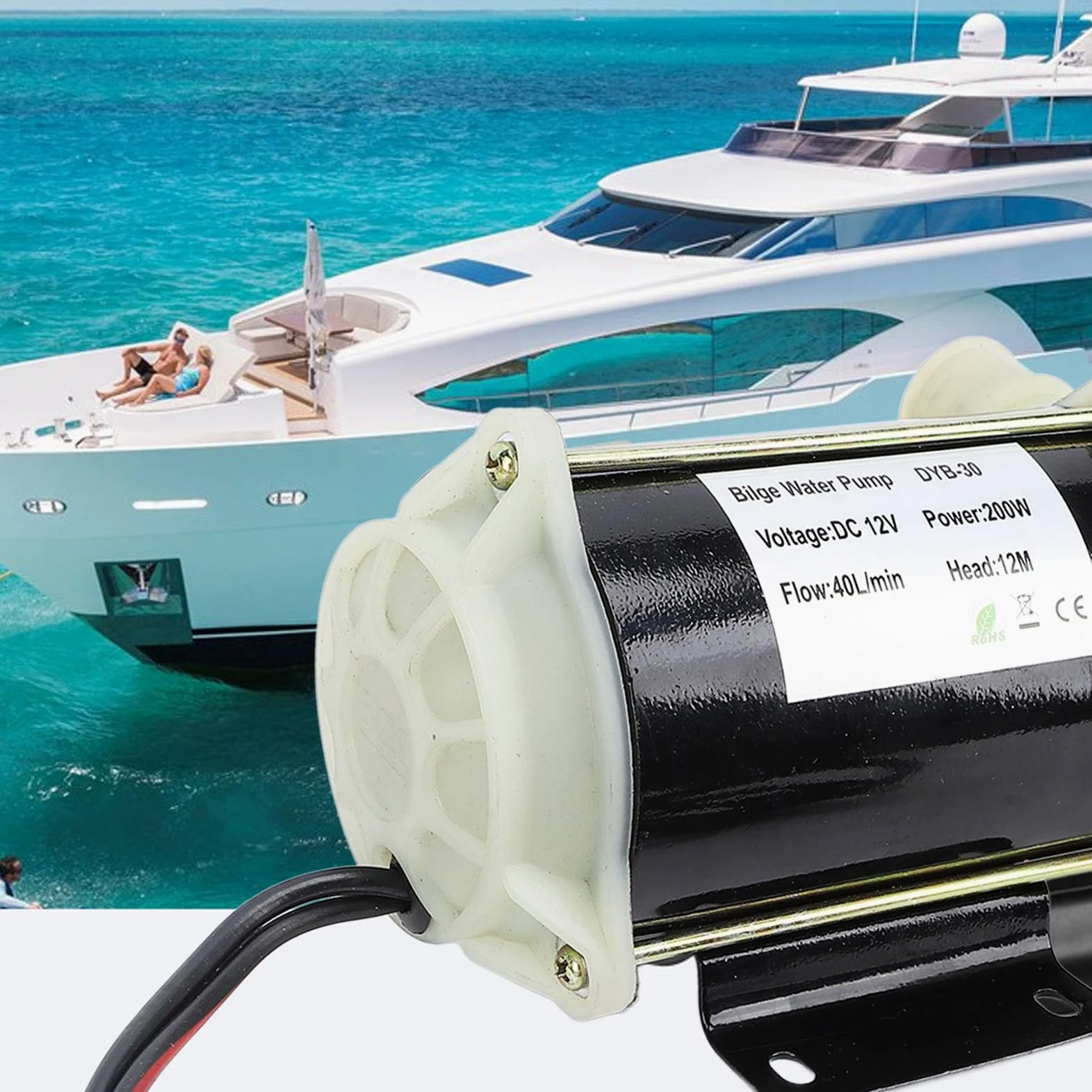Naroote Bomba de Transferencia de Agua de 12V, Bombas de Agua de 12 V Self Priming Bilge 200w 12M Cabeza 40L/min Transferencia de Flexible de Circulación de para Salada de Dulce para Salada