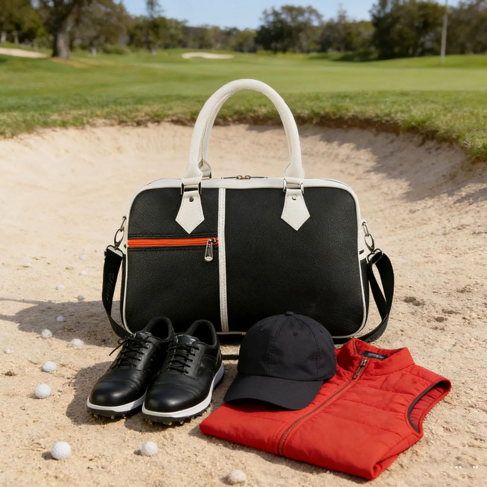 Bolsa de Lona de PU, Bolsa Deportiva de Viaje con Patrón de Lichi con Compartimento para Zapatos, Correa Desmontable para Gimnasio, Entrenamiento y Fitness (Negra)