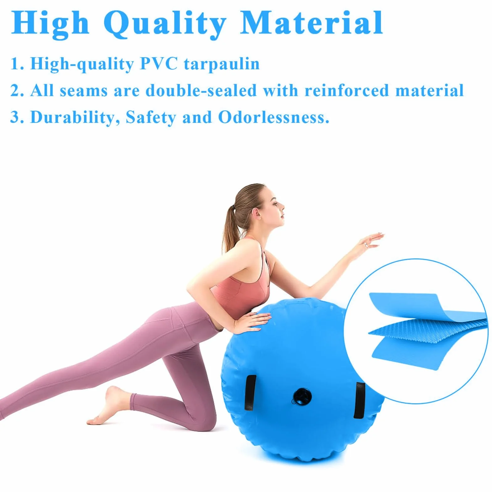 Rodillo inflable de gimnasia con bomba para entrenamiento de equilibrio y yoga