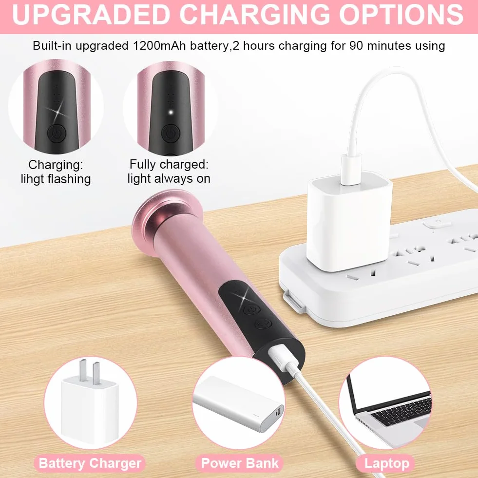 ACWOO Lima Electrica Pedicura Eliminar Callos Recargable Profesional Cuidado Pies Pulidor Callos Talones Secos Agrietados Oro Rosa