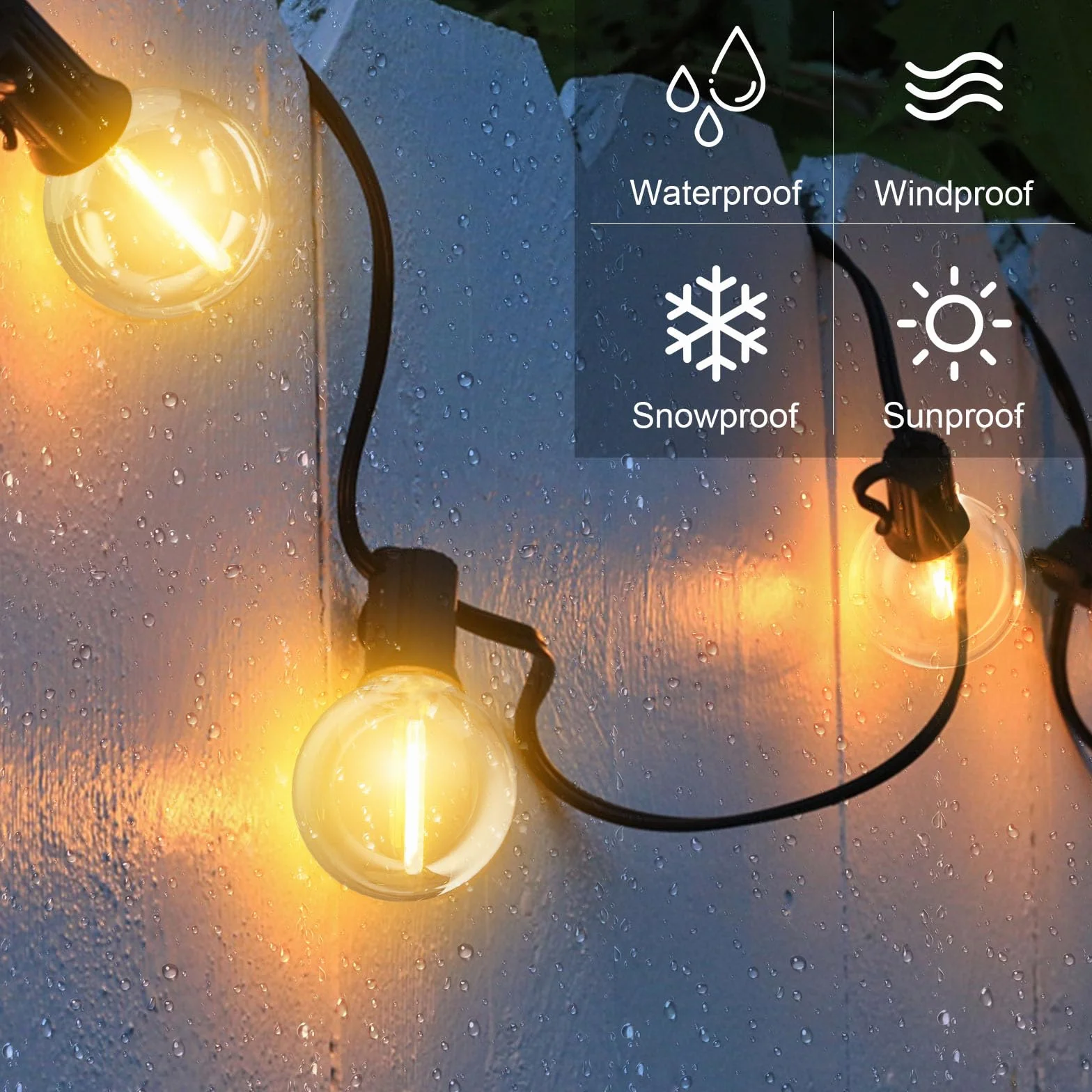 GLUROO 30M Guirnaldas Luminosas LED Exterior G40 Impermeable 50+2 Bombillas Plástico