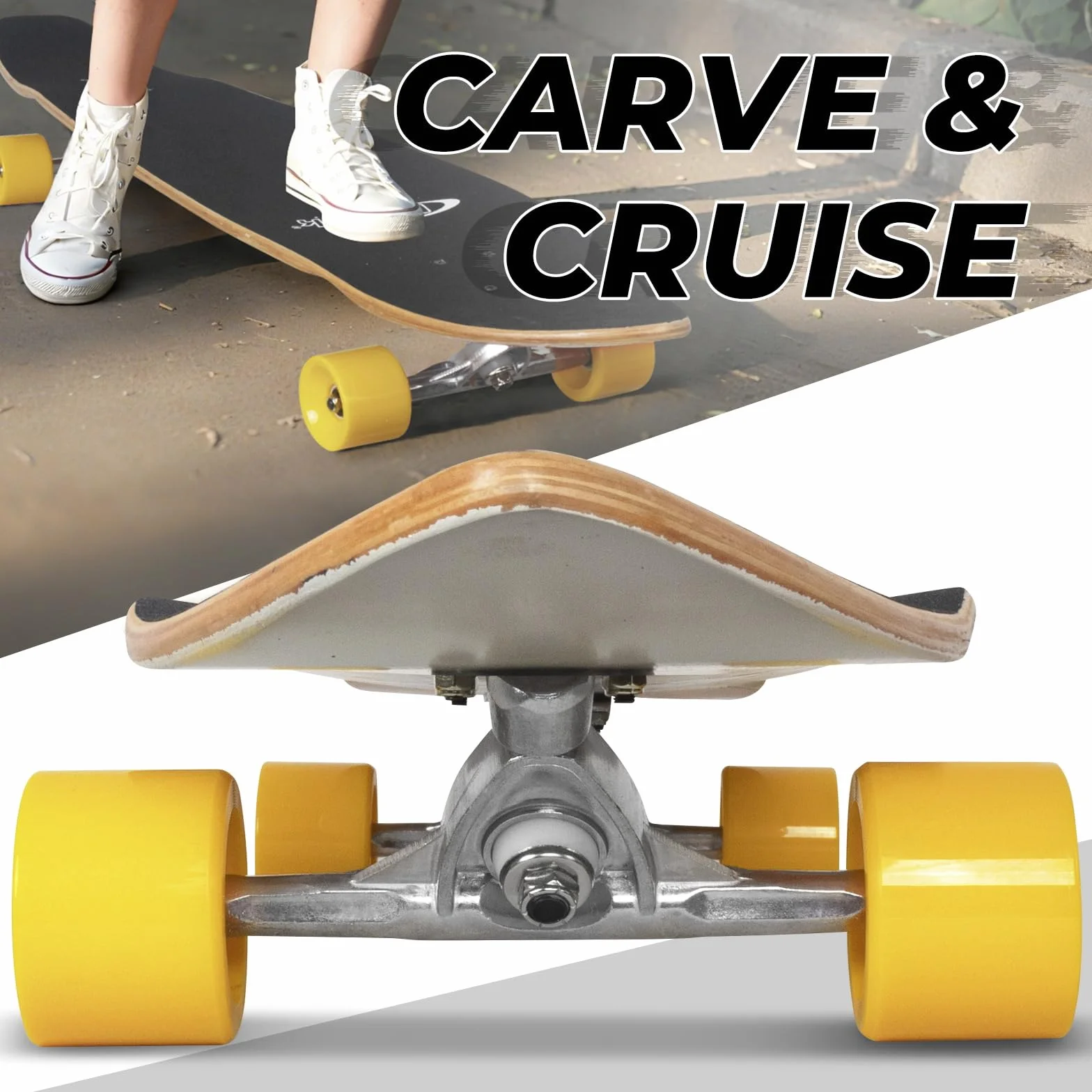 Nattork Cruiser Longboard Skateboard Bamboo Canadian Hard Maple Commuting Carving Downhill