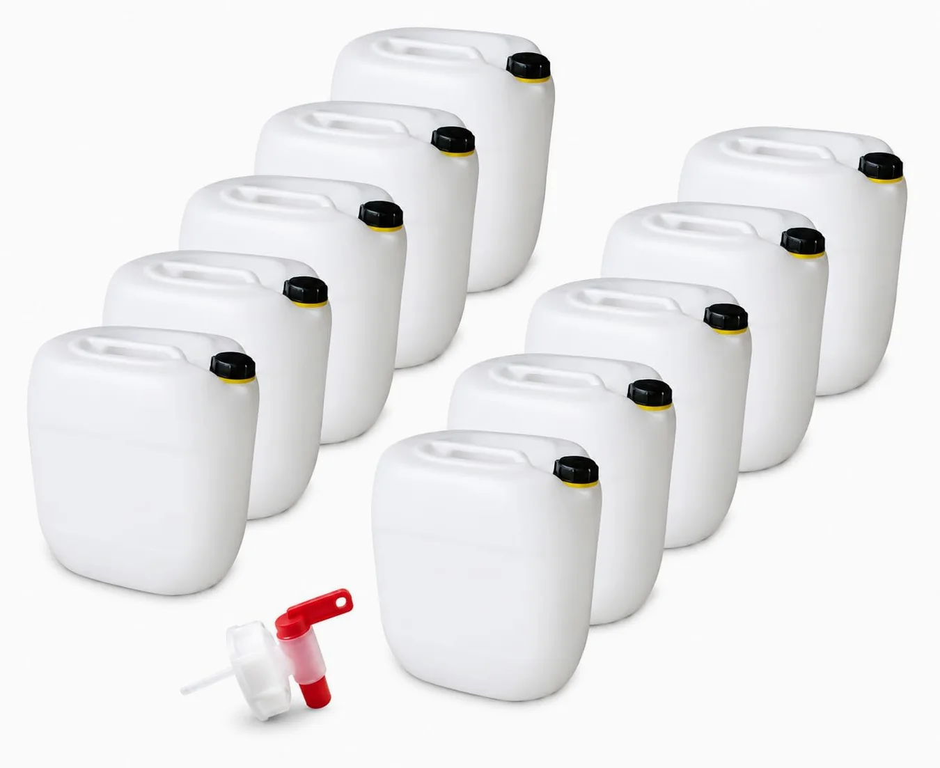 Bidón de plástico natural DIN61 + grifo de 30 L