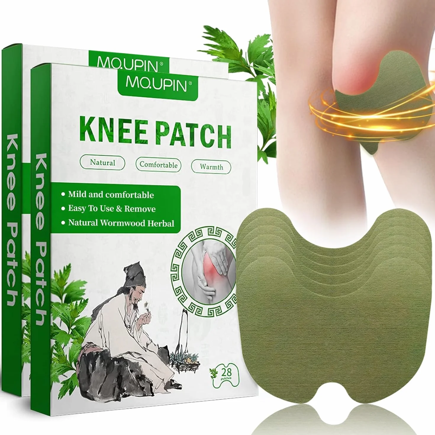 Parches para aliviar el dolor de rodilla MQUPIN, 56 unidades, ajenjo, para espalda, cuello y hombro