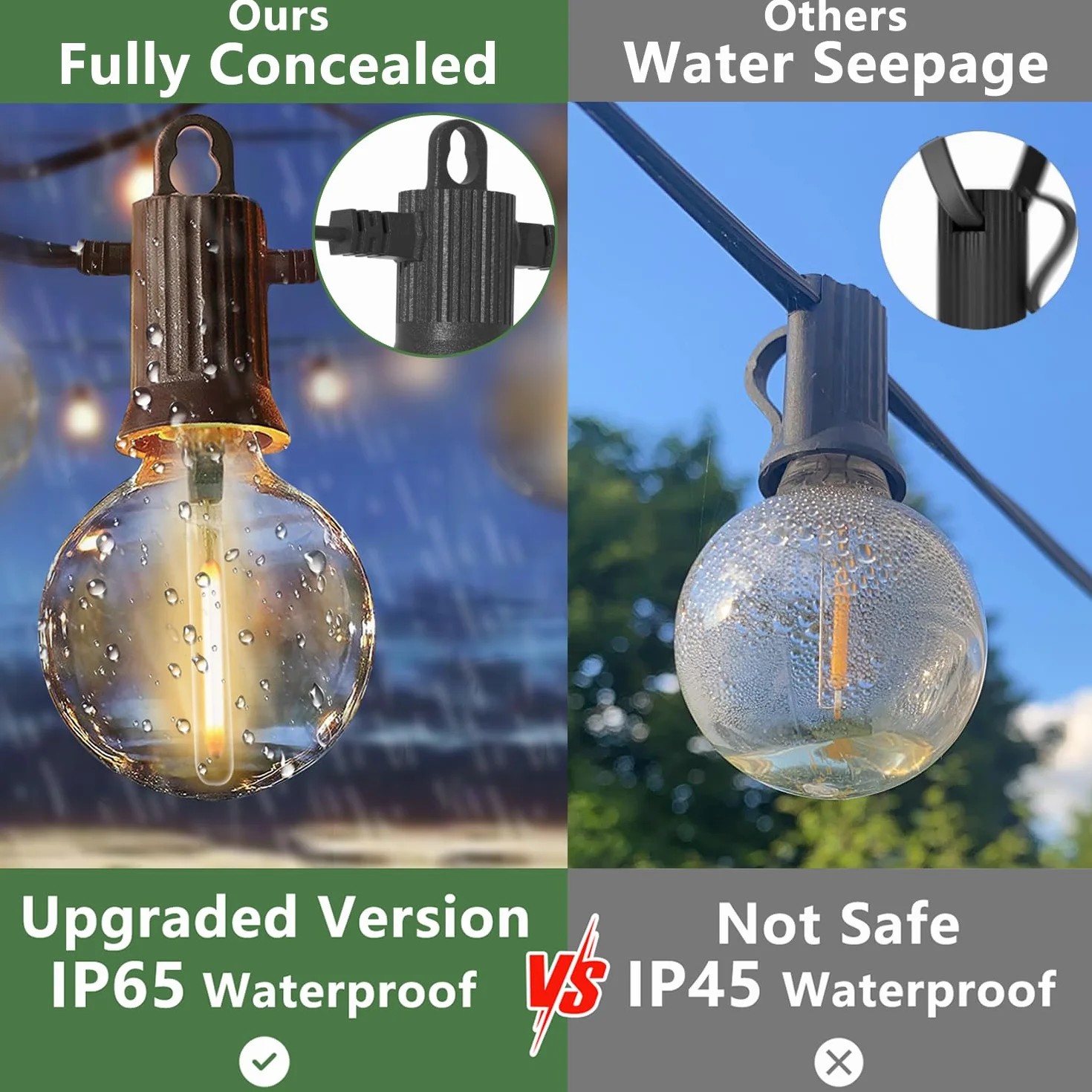 ZOTOYI G40 Cadena de Luces Exterior LED 15 Metros Impermeable IP65 20+2 Bombillas