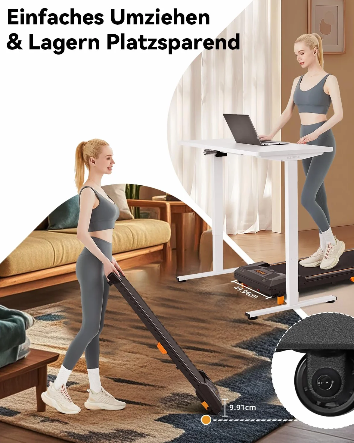 BestGod Cinta de Correr Eléctrica Plegable Walking Pad para Casa y Oficina, Cinta de Andar con Inclinación del 5%, Motor de 2,5 CV, Silenciosa con Mando a Distancia, para Caminar y Correr hasta 150 kg