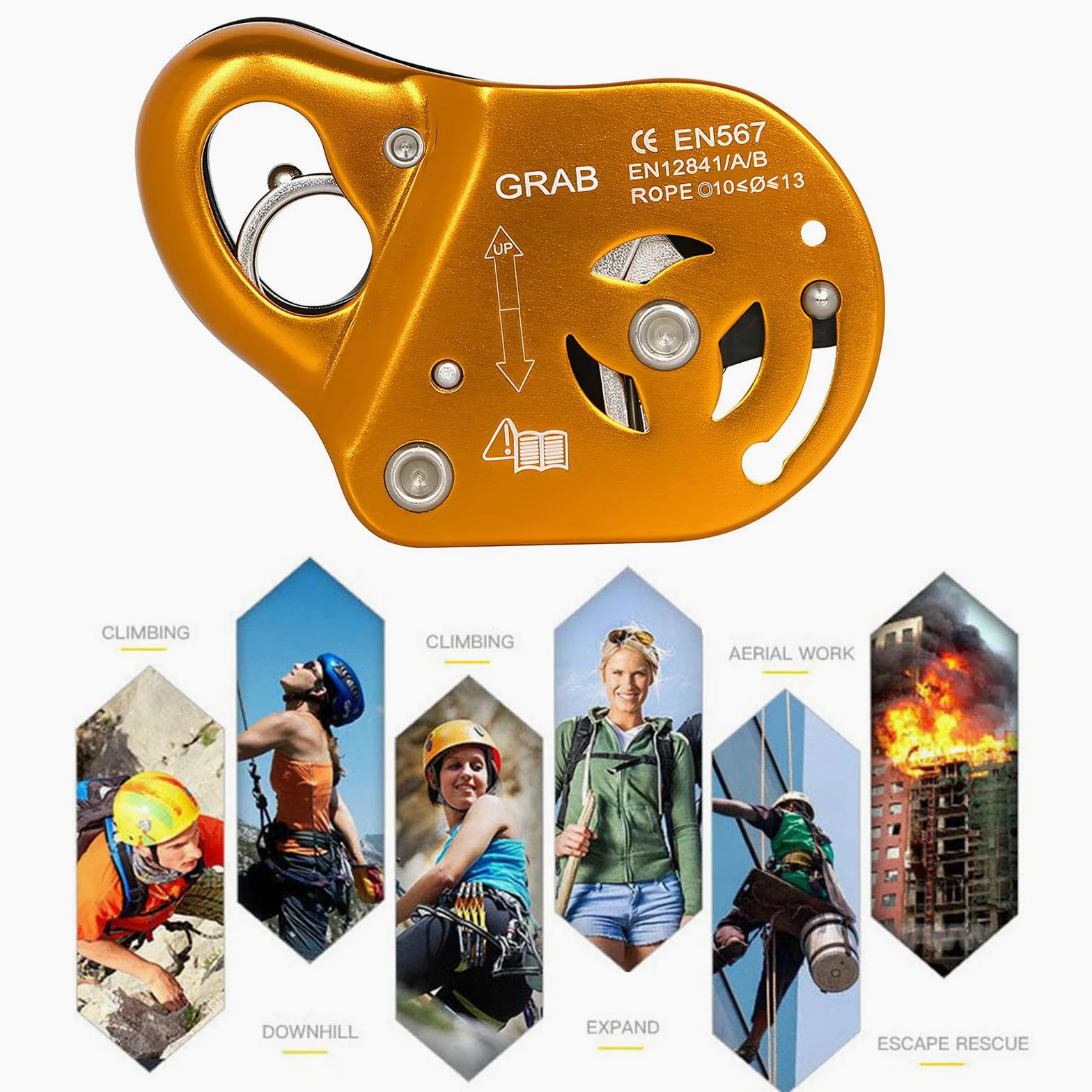 Fuerte soporte de cuerda de metal, dispositivo de seguridad de caída, textura de aleación de aluminio, adecuado para escalada de montaña segura y eficiente, mosquetón de bloqueo automático