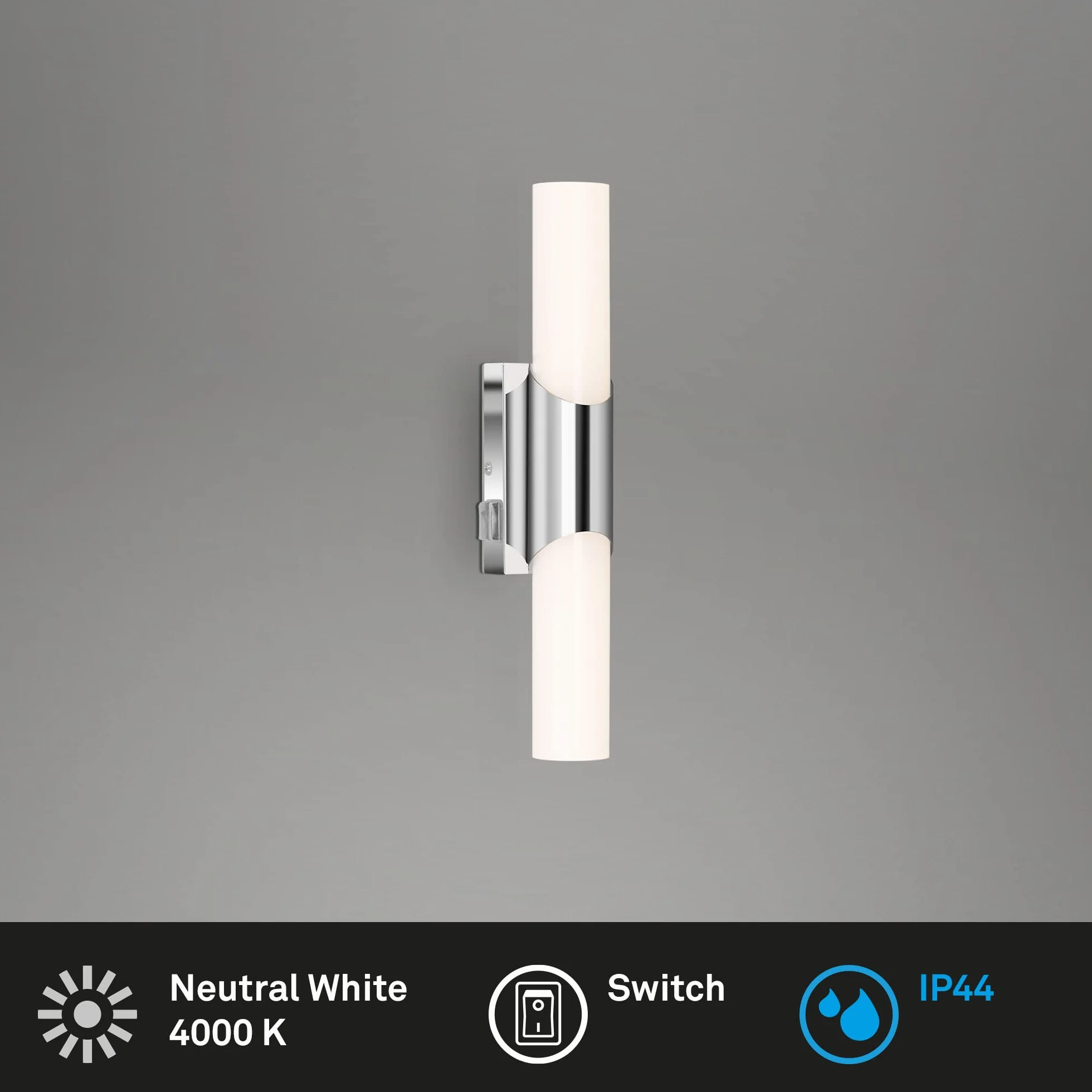 BRILONER Aplique LED baño IP44 6.5W 700lm 4000K cromo-blanco 320x65x68 mm
