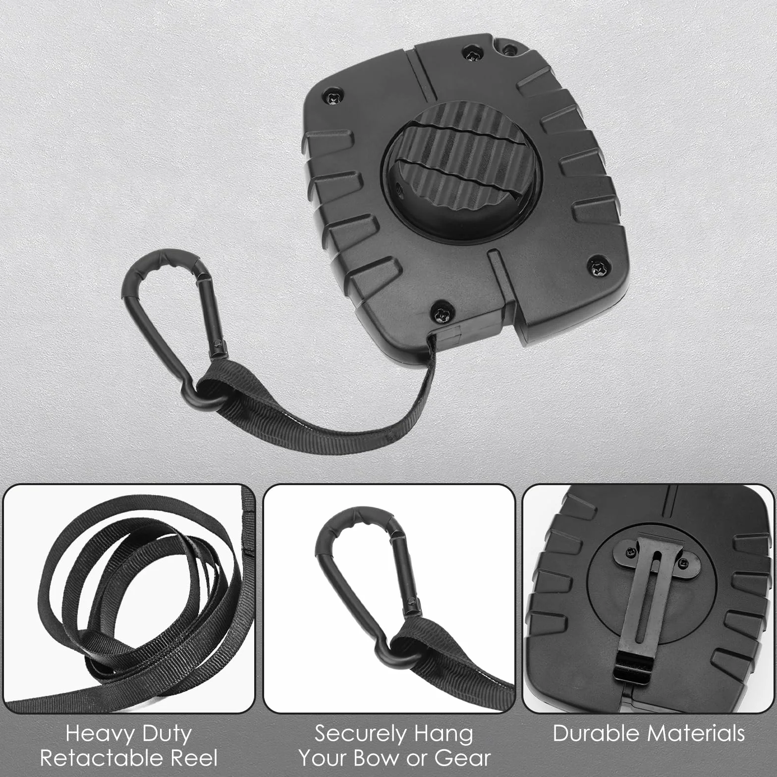 Adorila Treestand - Polipasto retráctil de 26 pies para caza de soporte de árbol, accesorios de elevación de cuerda de engranaje para arco de caza y recuperador de armas (negro)