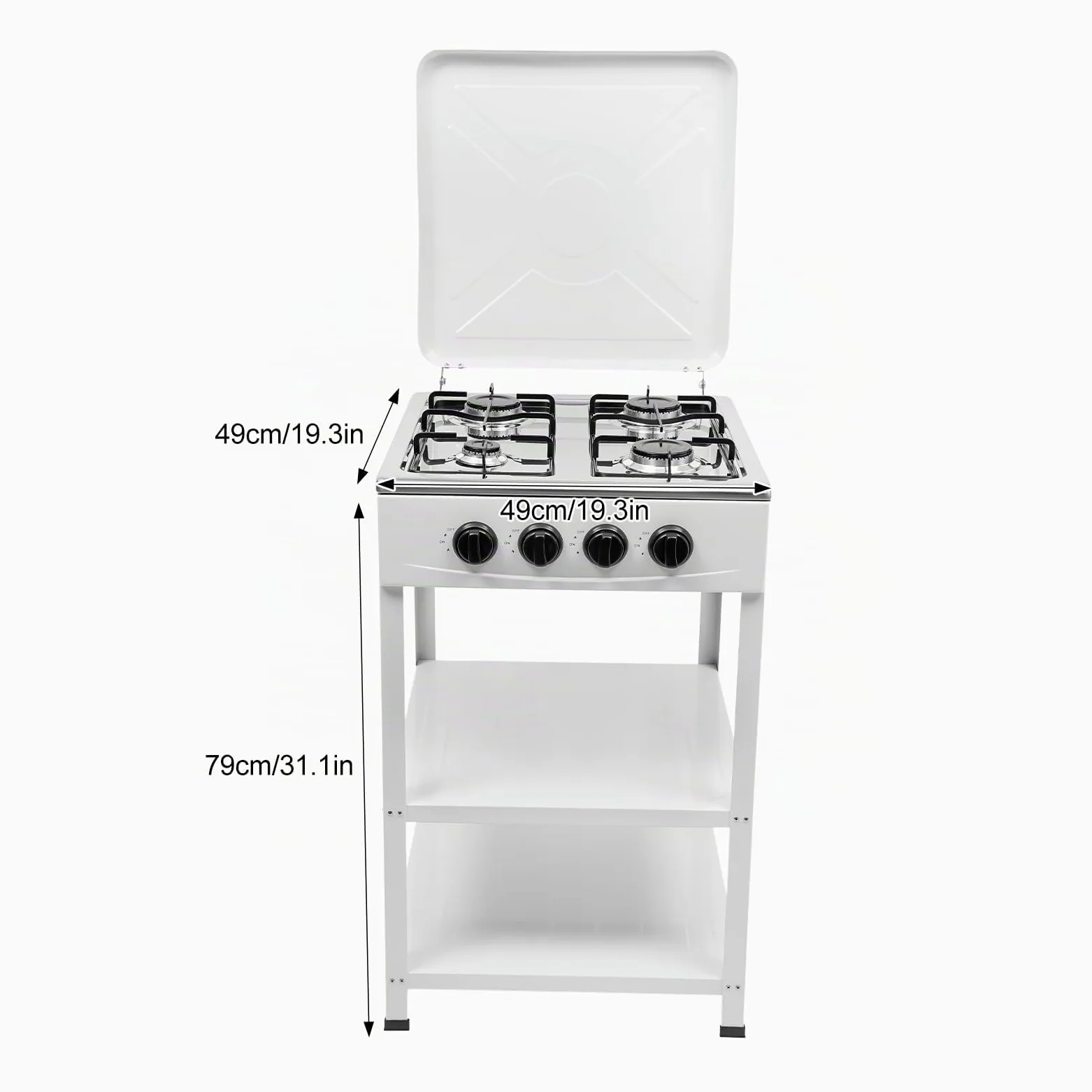Cocina de gas natural independiente con 4 quemadores, con estante de 2 plantas, 4 fundas de protección contra el polvo, estufa de gas portátil, para acampar casa