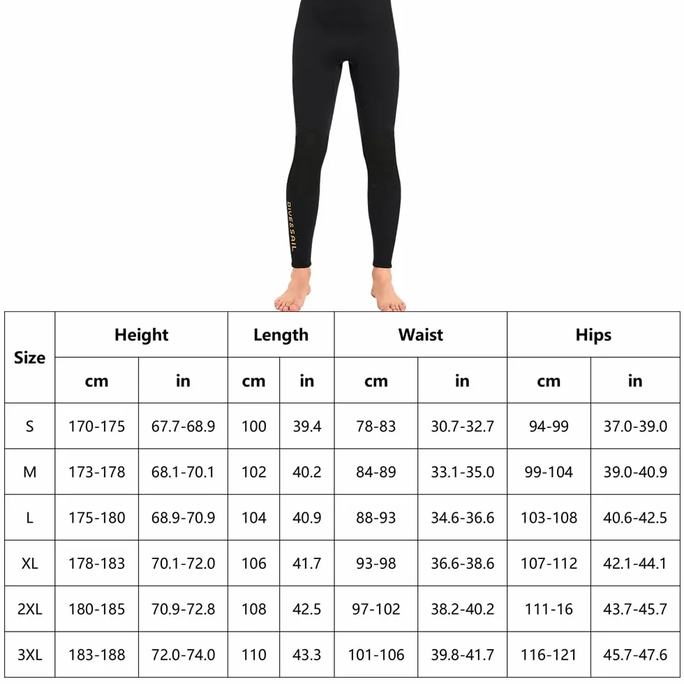 HUIOP Pantalones de Neopreno de 3mm para Hombre, Mantienen el Calor, para Surf, Buceo y Natación