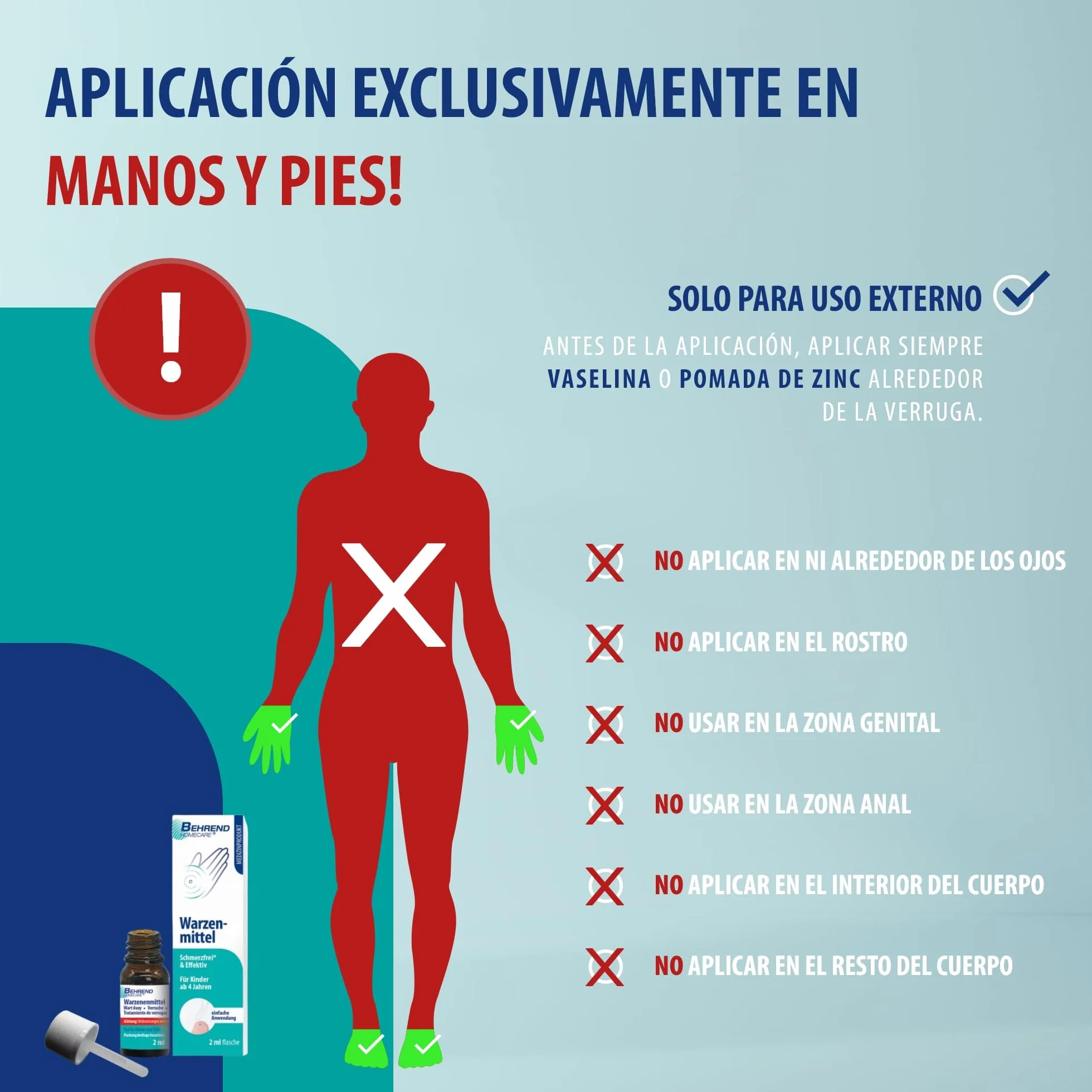 Behrend Contra las verrugas manos pies preciso indoloro seguro niños 4 años 2 ml