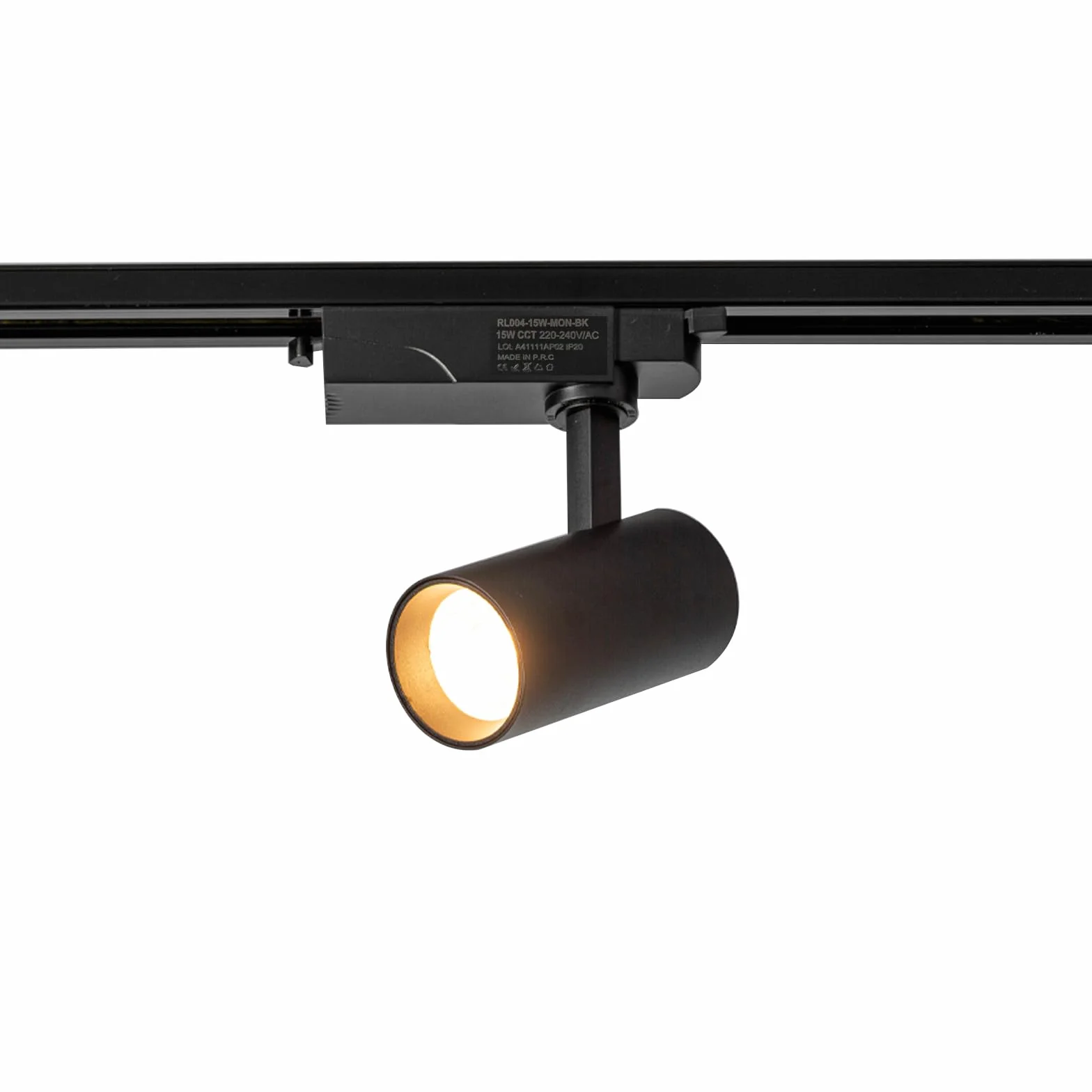 Alpinaluz Foco LED Carril Monofásico 15W 1500lm CCT Seleccionable 2700K-4000K-6000K Negro Mate 40°