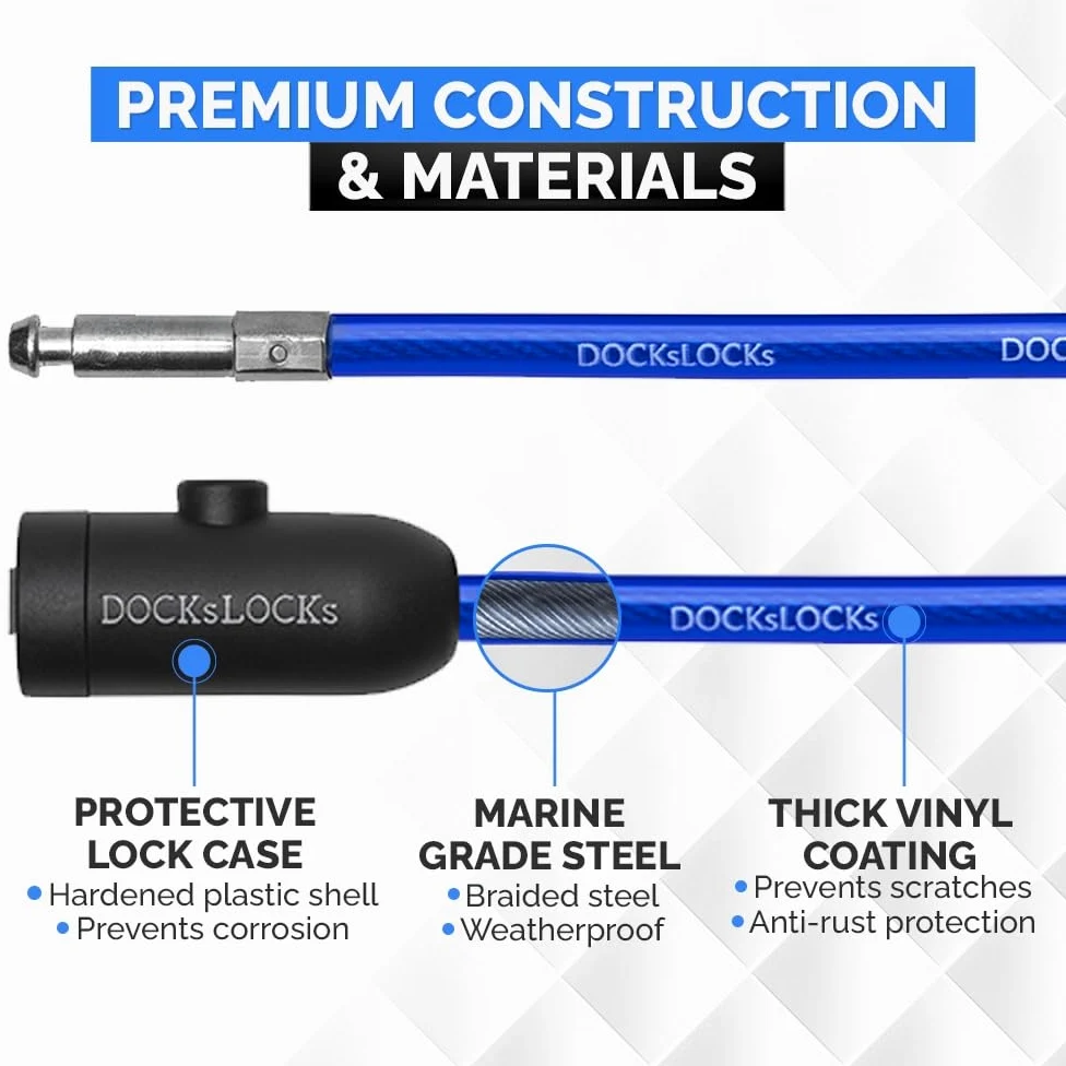 DocksLocks Cable de seguridad en espiral con cerradura de llave, protección antirrobo multiusos resistente a la intemperie para kayak, bicicleta, paddleboard, scooter, equipo, bicicletas y más de 10