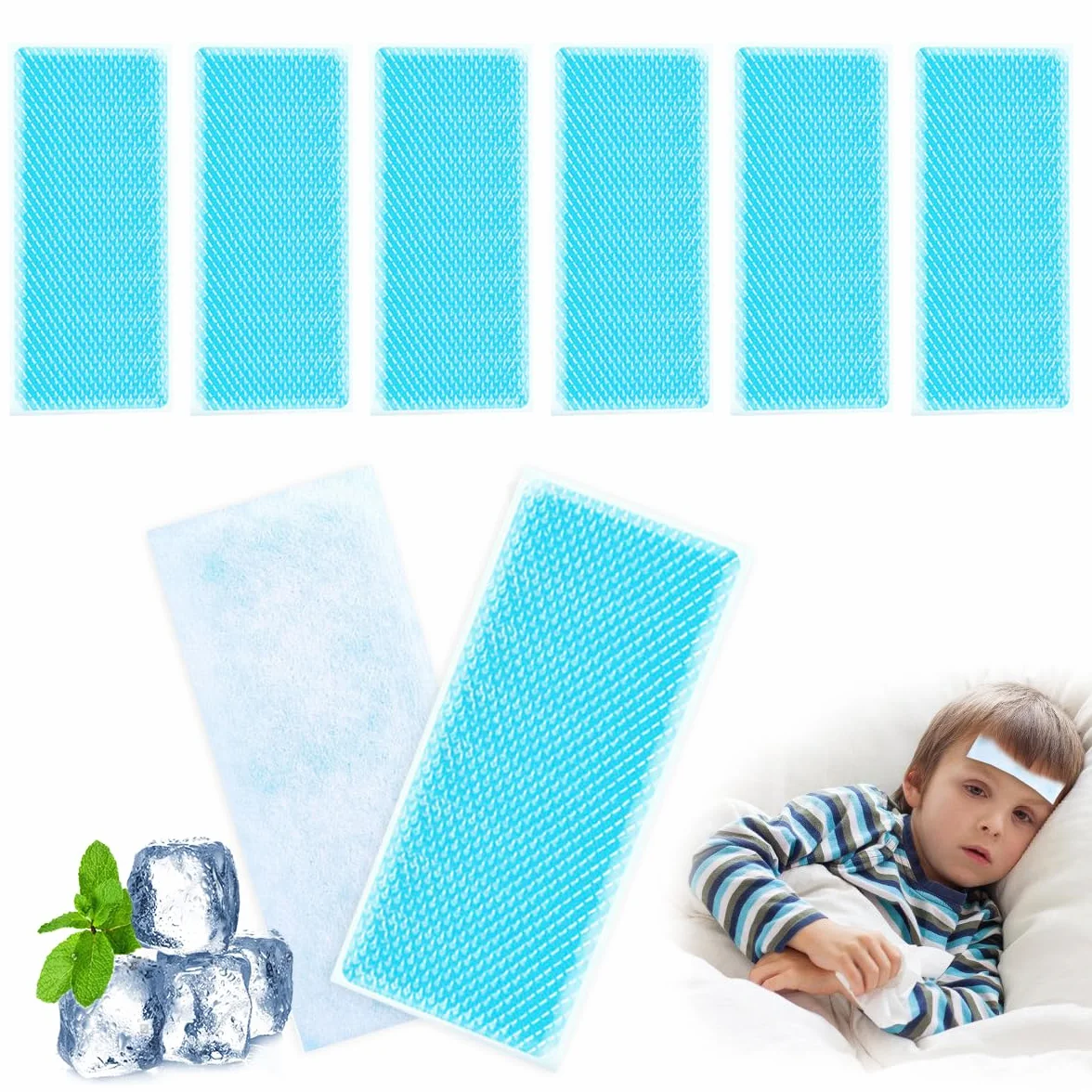 50 Piezas Parches de Gel Refrescante para la Fiebre y Fatiga