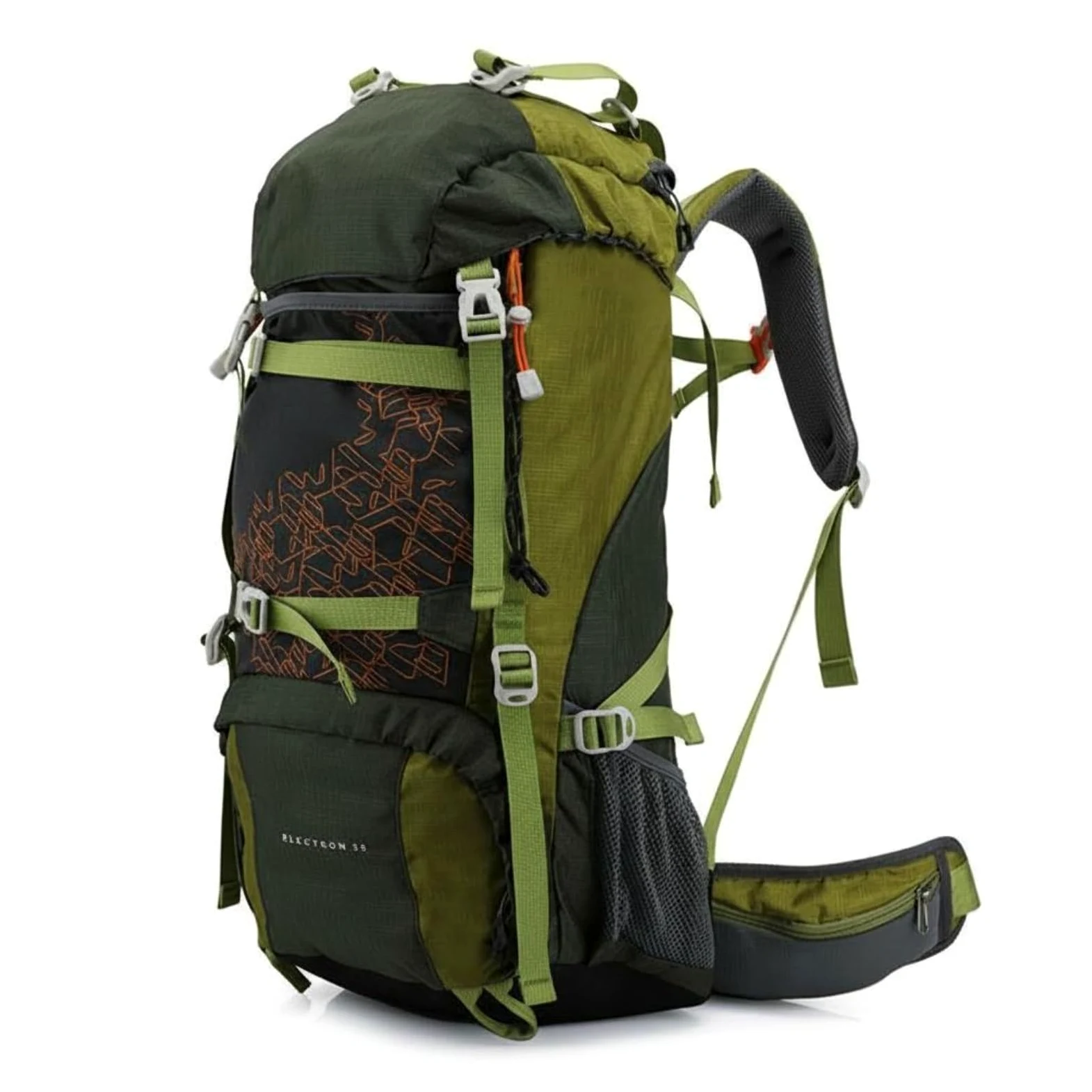 Baoblaze Mochila de Senderismo Mochila de Camping Mochila Impermeable Mochila de Trekking con Nylon y Silbato de Emergencia Tirantes Acolchados y, Verde, Verde Militar
