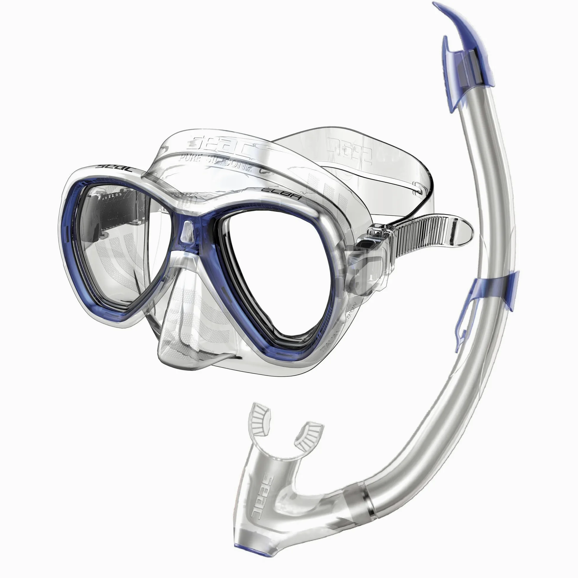 SEAC Set Elba - et de Snorkel con máscara subacuática y Tubo con válvula para la Purga de Agua para Adultos Unisex Adulto