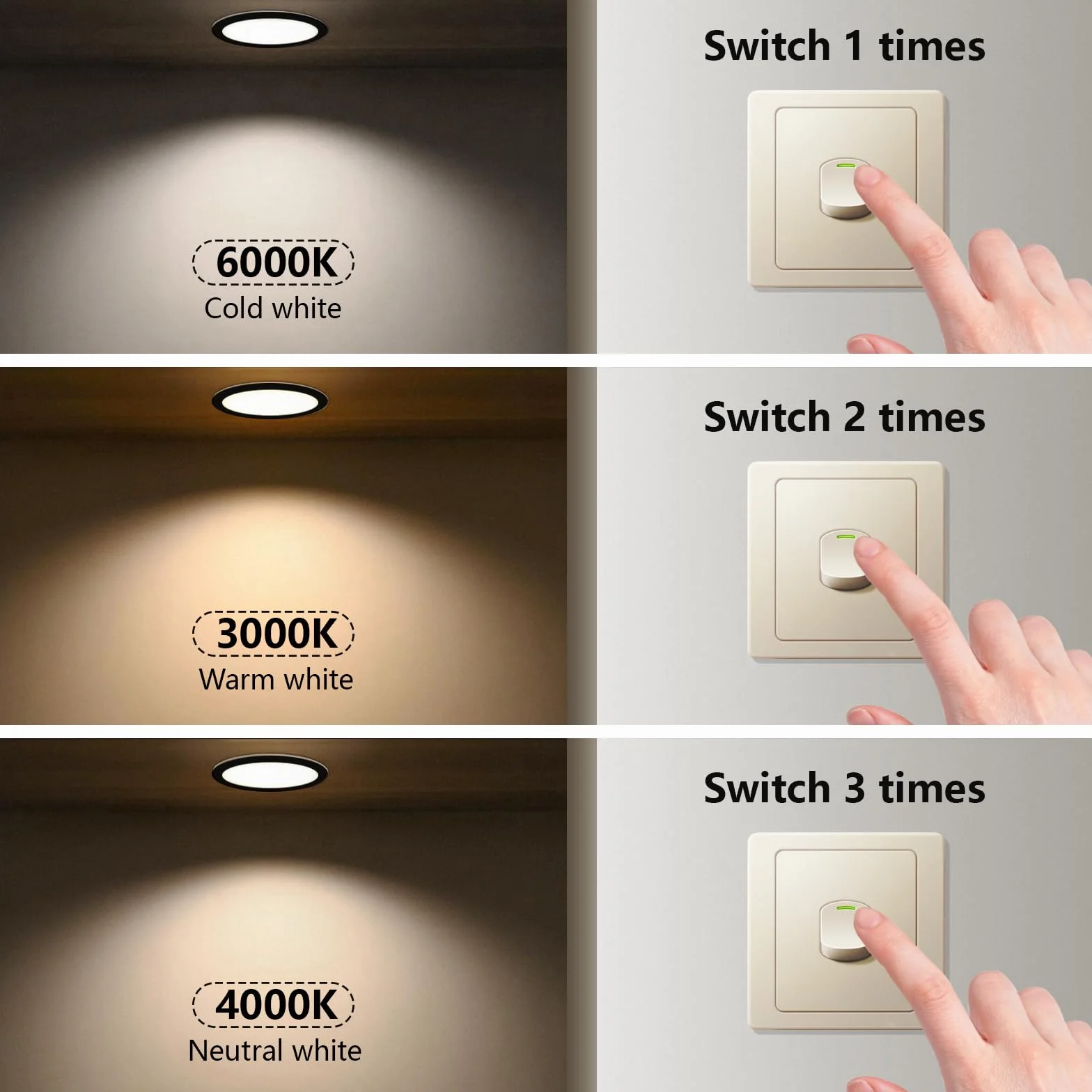 IP44 Downlight LED Techo Empotrable 5W Regulable 3000K/4000K/6000K Aluminio Pack 5