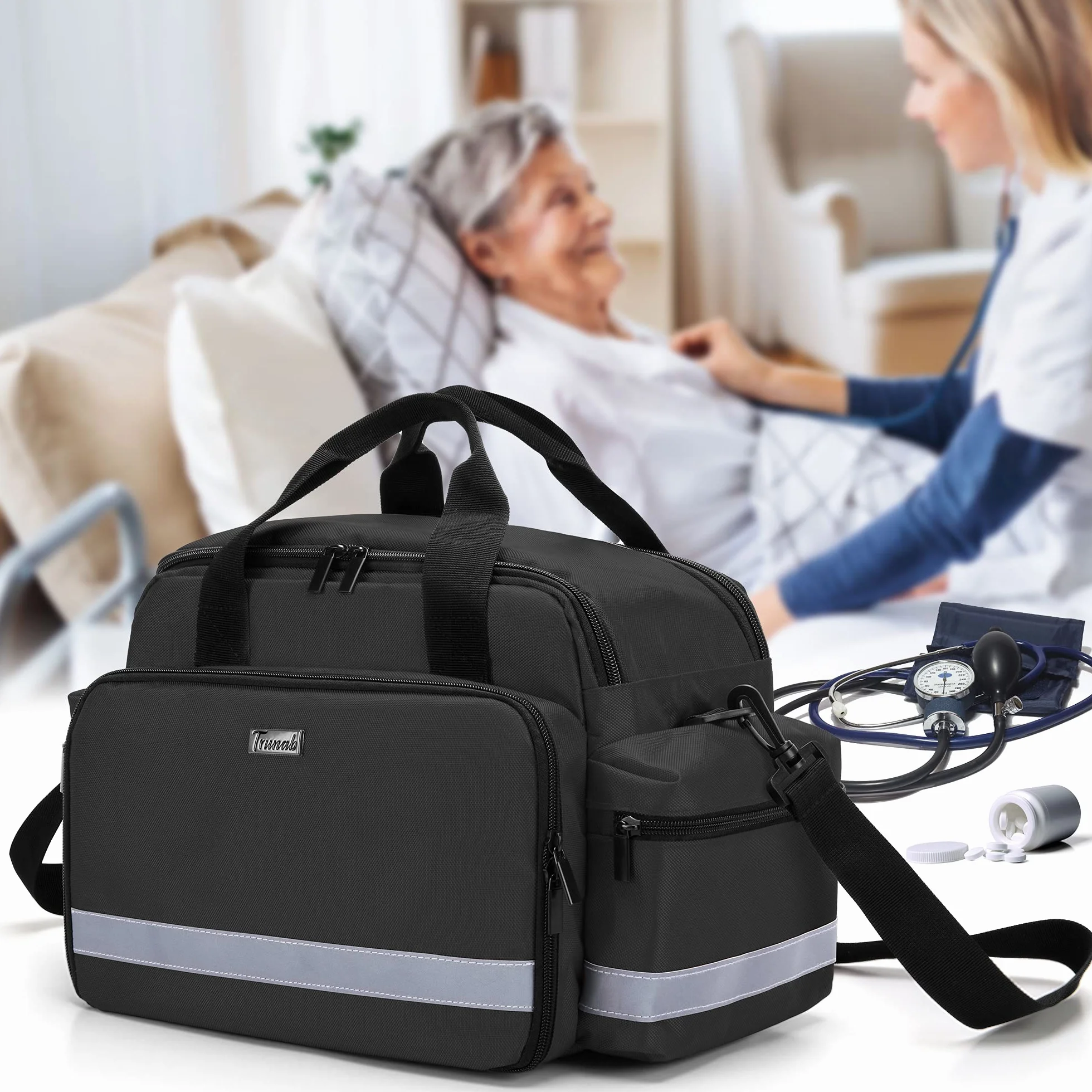 Trunab Bolsa de Clinica Médicos, Bolsa de Enfermera con Asa y Correa para el Hombro