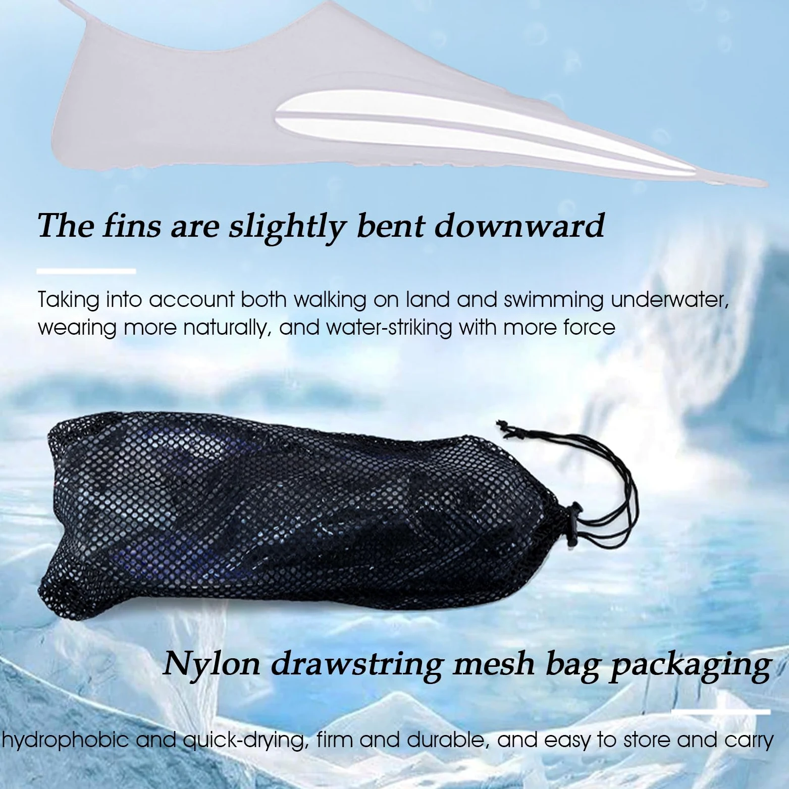 Aletas de natación – Aletas estabilizadoras ergonómicas portátiles, aletas de buceo para niños para natación | para entrenamiento, bodyboard, viajes, hombres, mujeres, jóvenes
